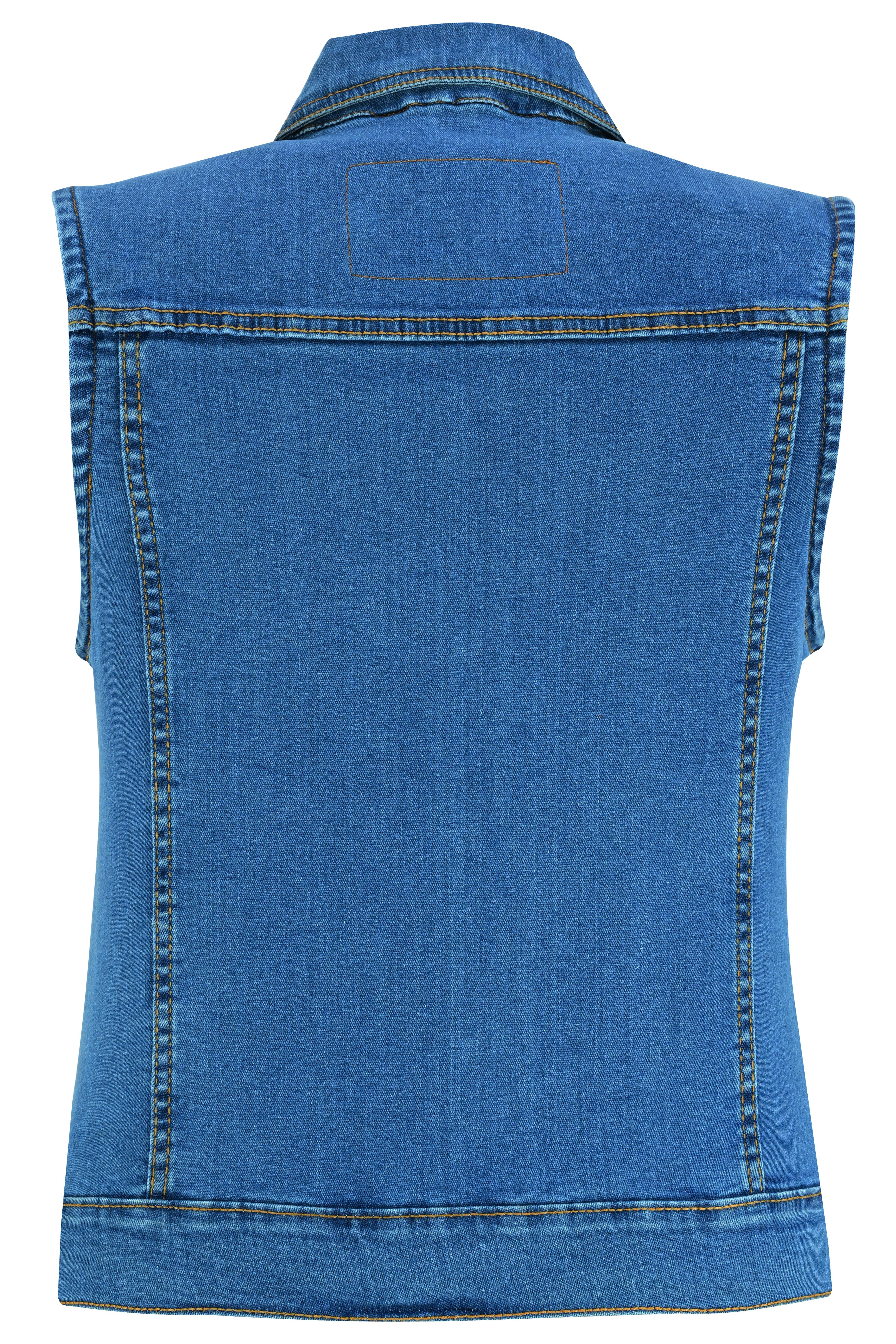 DM  Women's Blue Denim Snap Front Vest