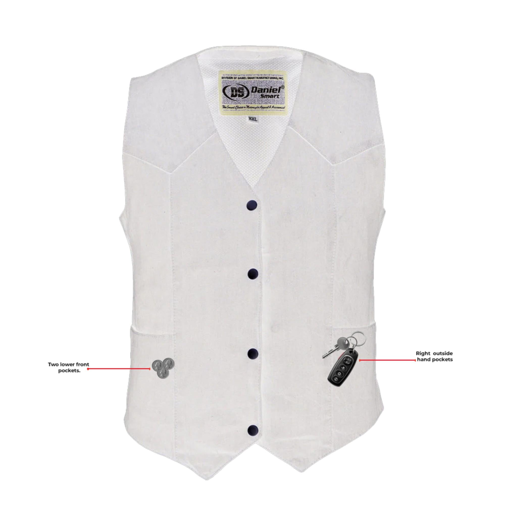 DM Women's Denim Classic Plain Sides Vest