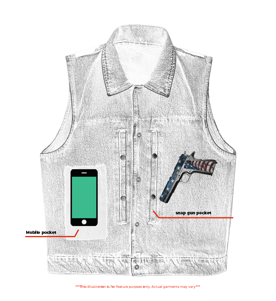 DM Men's Snap Front Blue Denim Motorcycle Vest