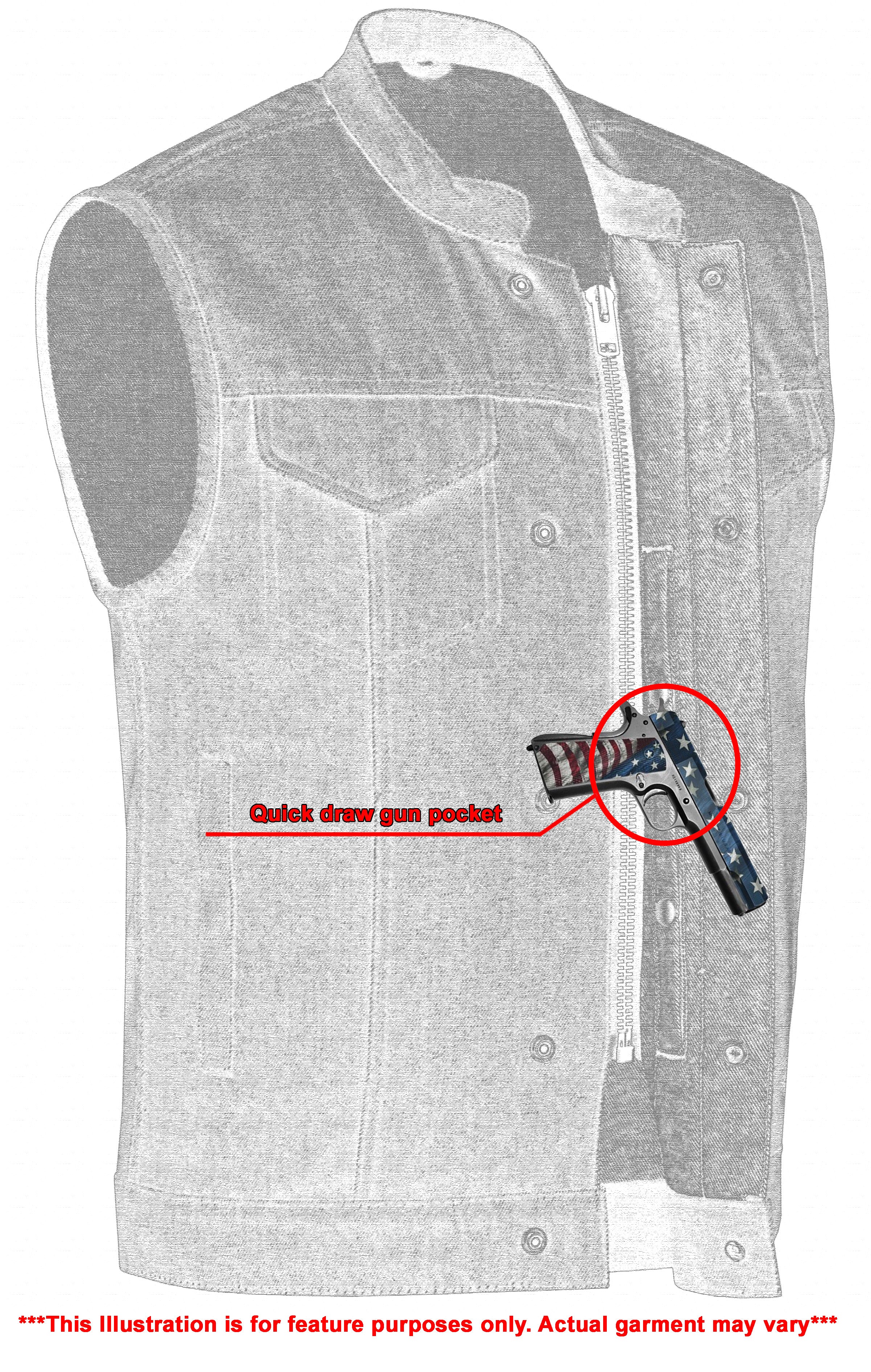DM Men's Blue Rough Rub-Off Raw Finish Denim Vest