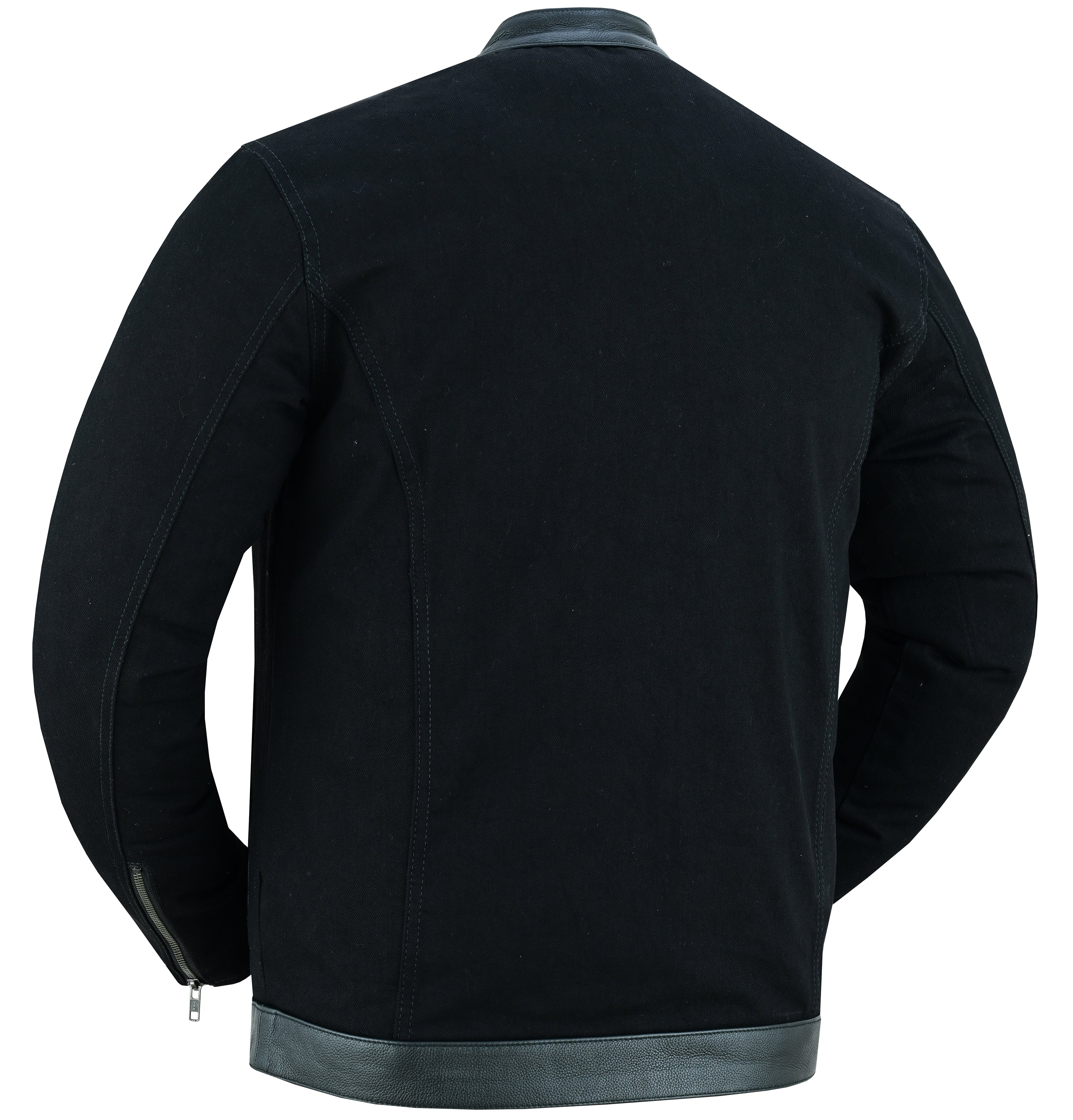 DM Men's Full Cut Denim Jacket – Leather Trim & Hidden Pockets
