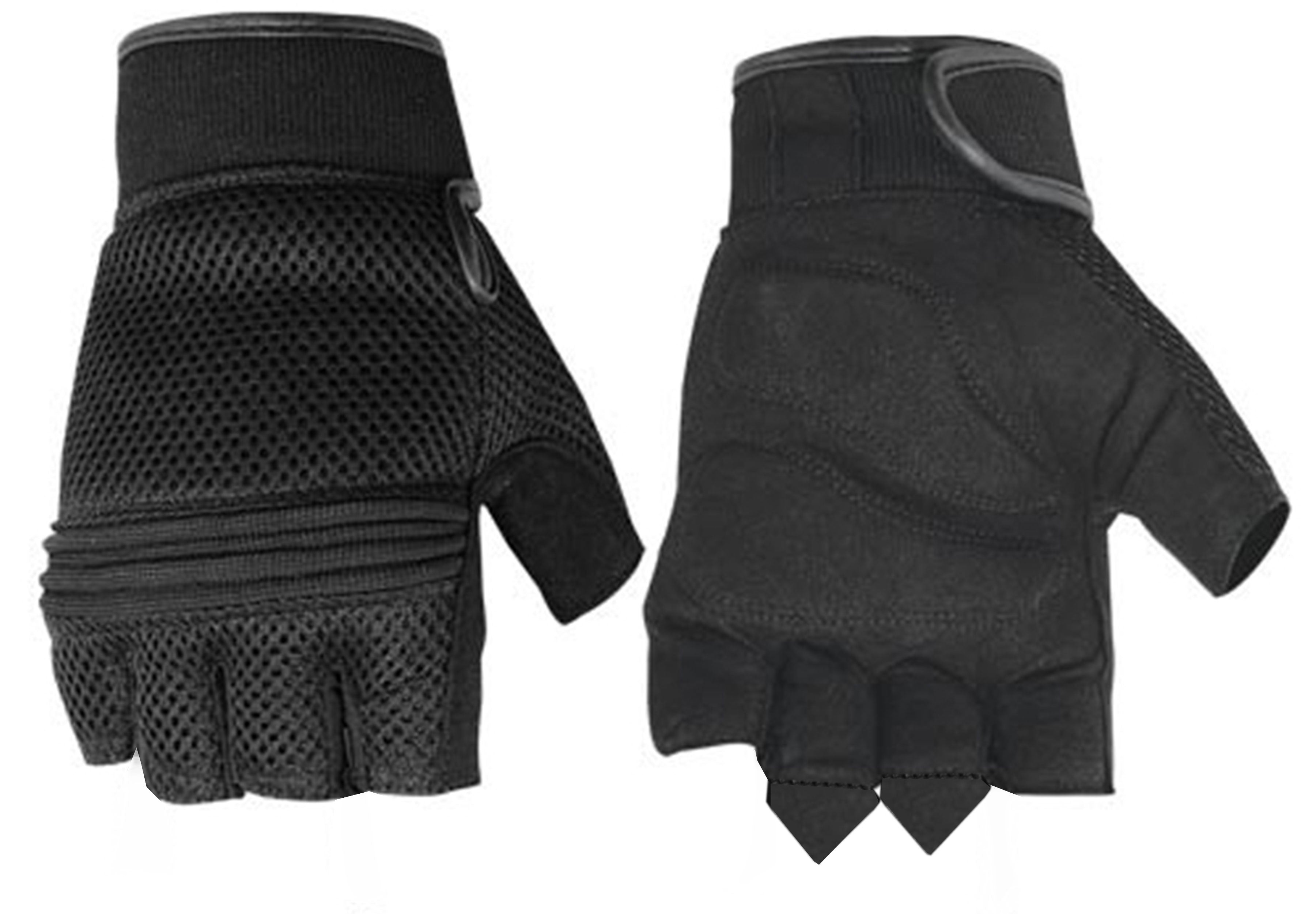 DS Synthetic Leather/ Mesh Fingerless Glove
