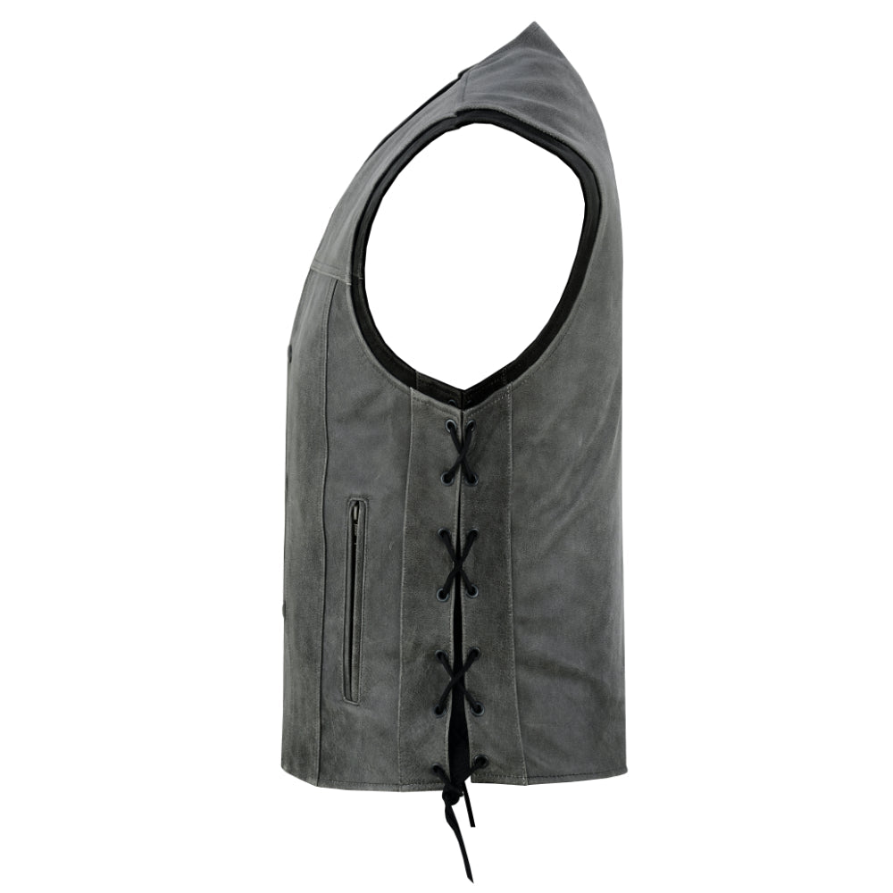 DS Men's Gray Single Back Panel Smart Access Pockets Vest