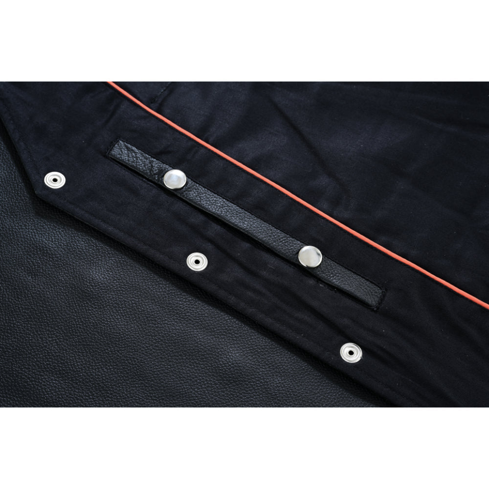 DS Buffalo Nickel Black Leather Vest for Men - Customizable Back & Satin Liner