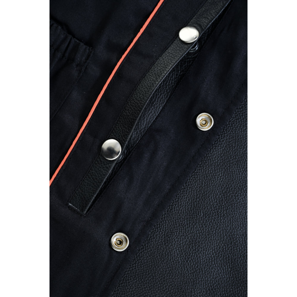 DS Buffalo Nickel Black Leather Vest for Men - Customizable Back & Satin Liner