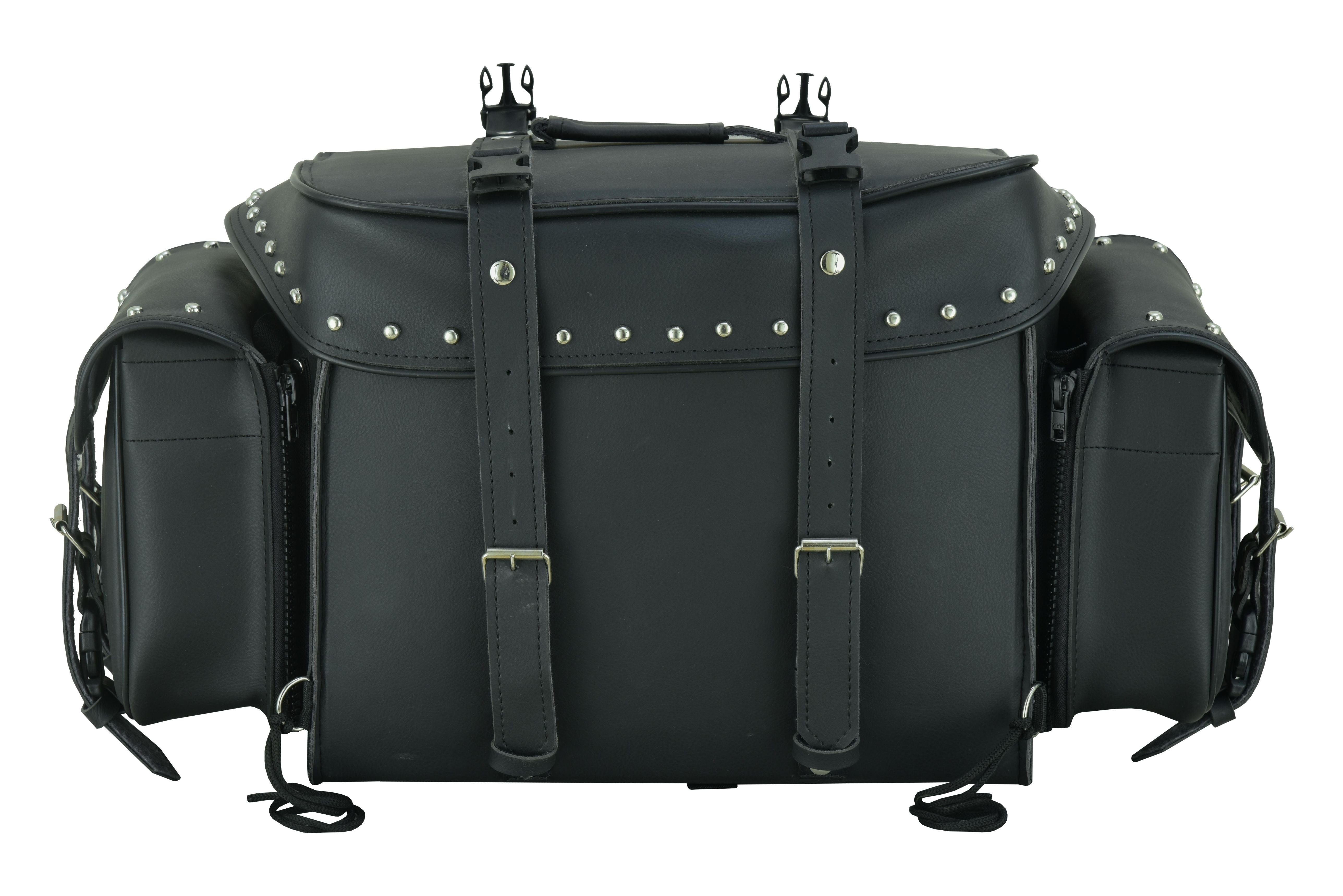DS Leather Black PVC Large 4 Piece Motorcycle Touring Tail Bag wi
