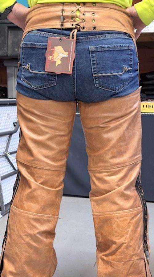 Ladies Beautiful Brown Leather Chaps - DS436