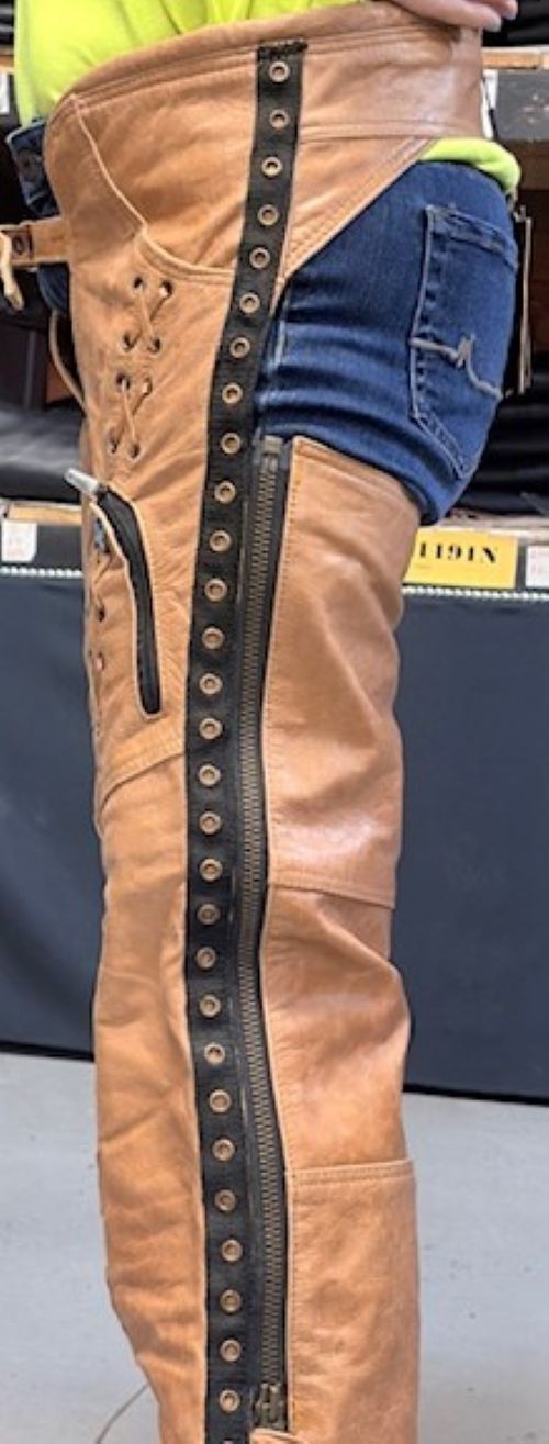 Ladies Beautiful Brown Leather Chaps - DS436