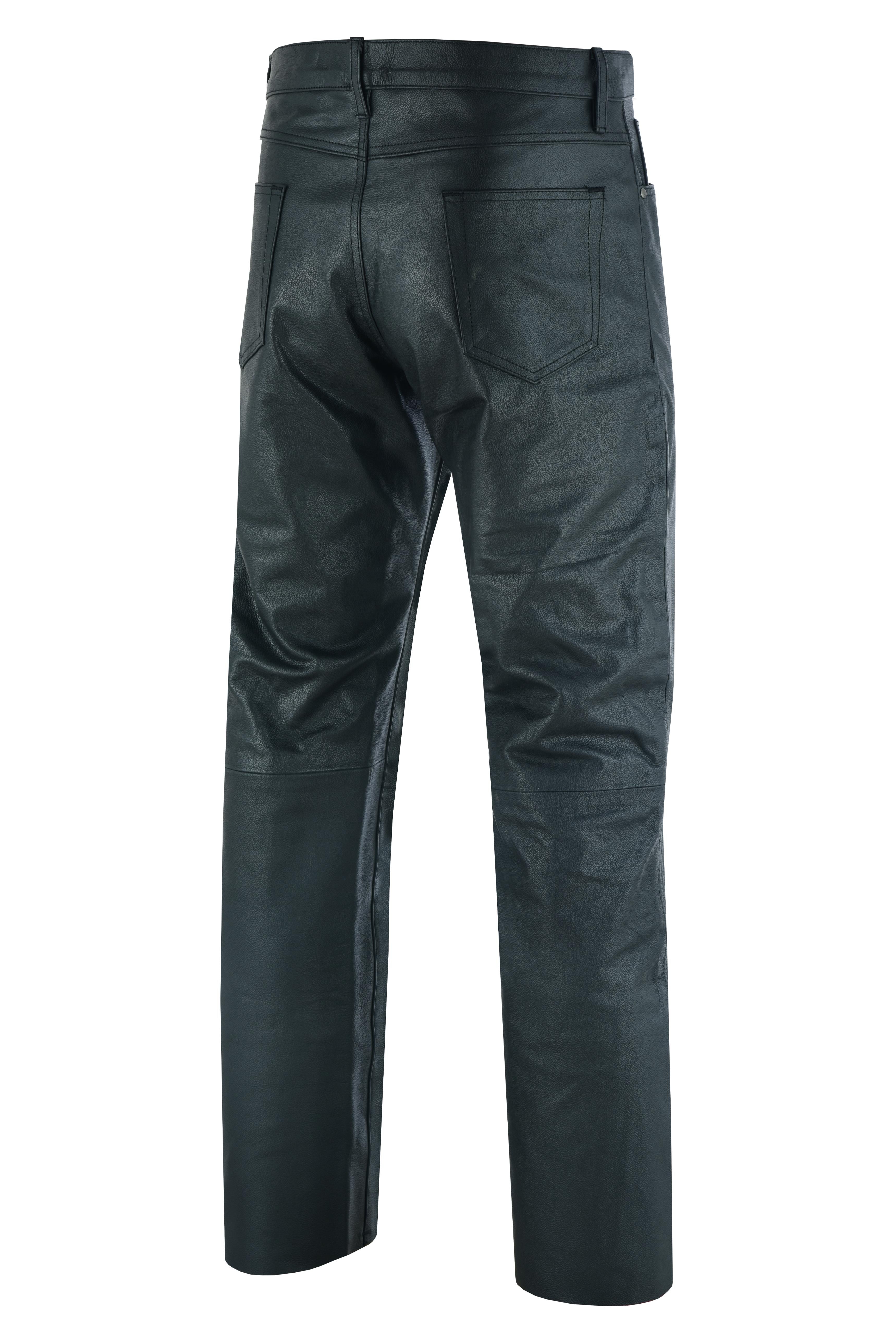 DS Women's Classic 5 Pocket Black Casual Motorcycle Leather Pants