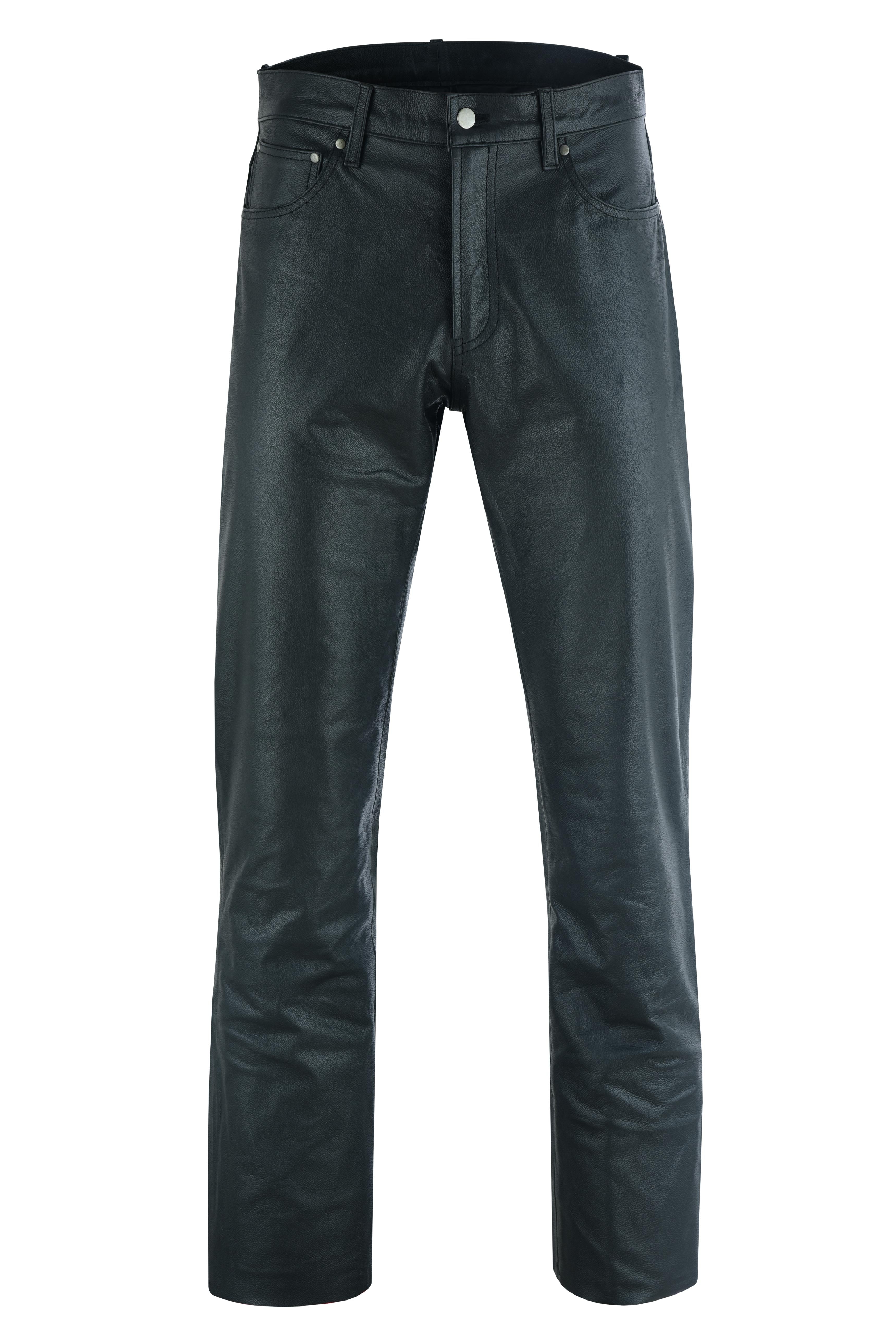 DS Women's Classic 5 Pocket Black Casual Motorcycle Leather Pants
