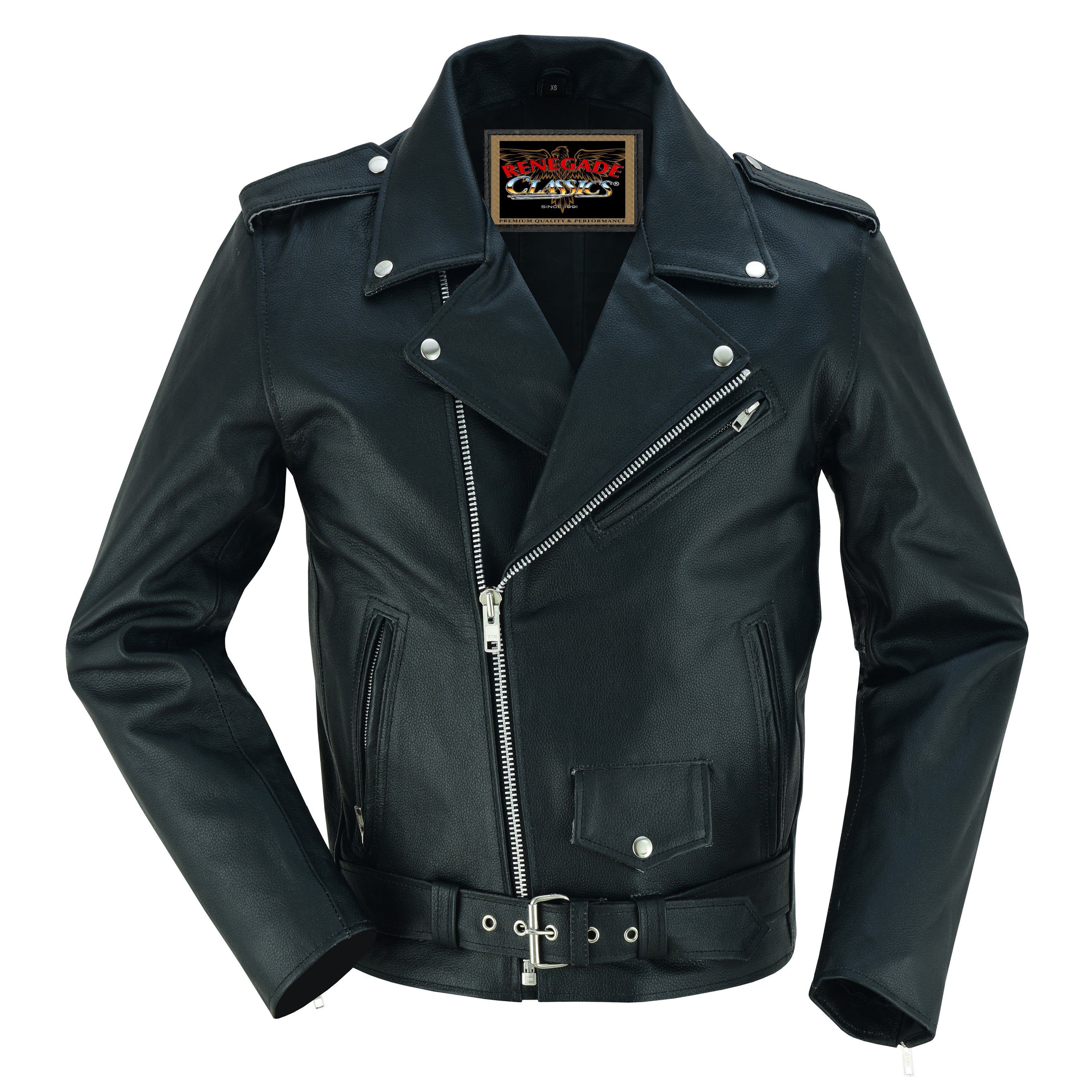 Dawn Rider Men’s Premium Black Leather Motorcycle Jacket