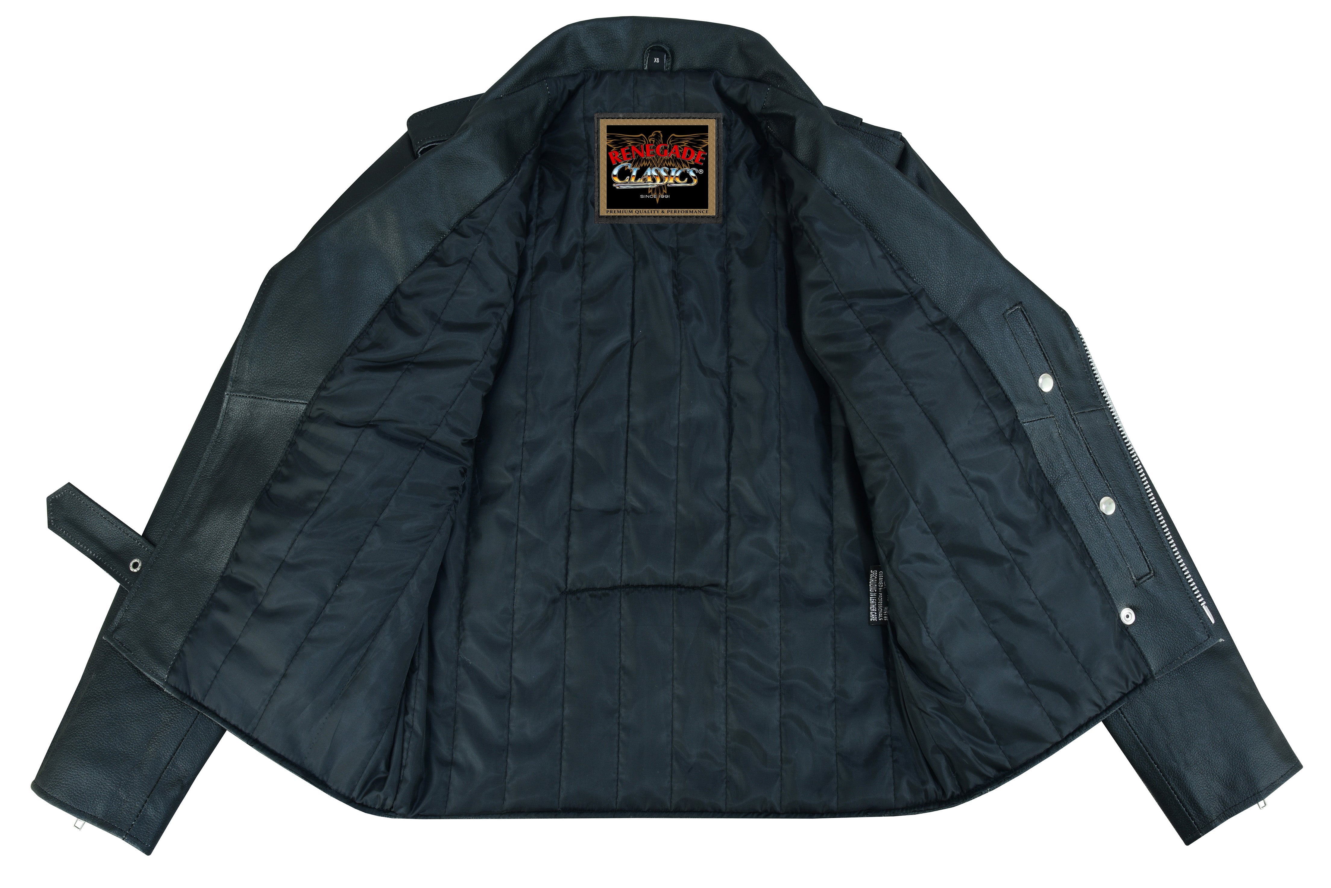 Dawn Rider Men’s Premium Black Leather Motorcycle Jacket