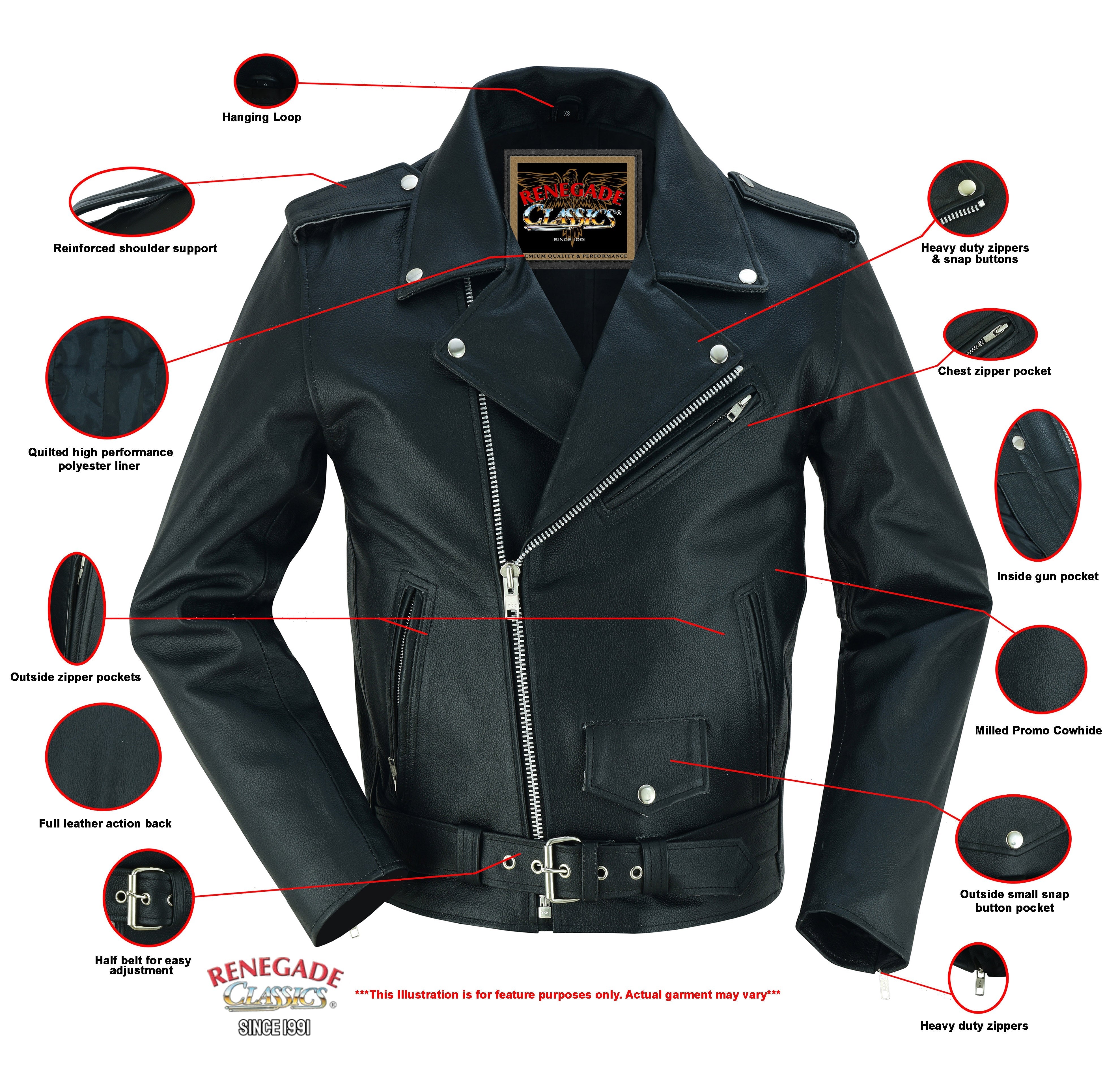 Dawn Rider Men’s Premium Black Leather Motorcycle Jacket