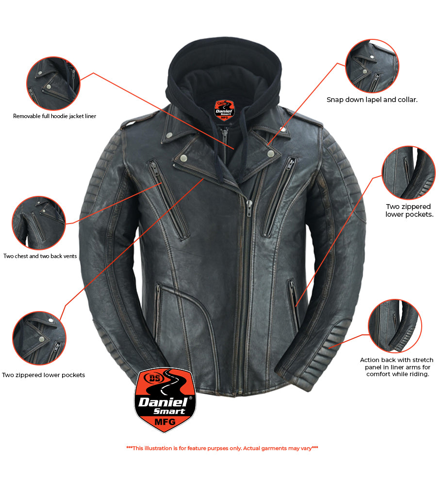 DS Women's Lightweight Drum Dyed Distressed Naked Lambskin M/C Jac