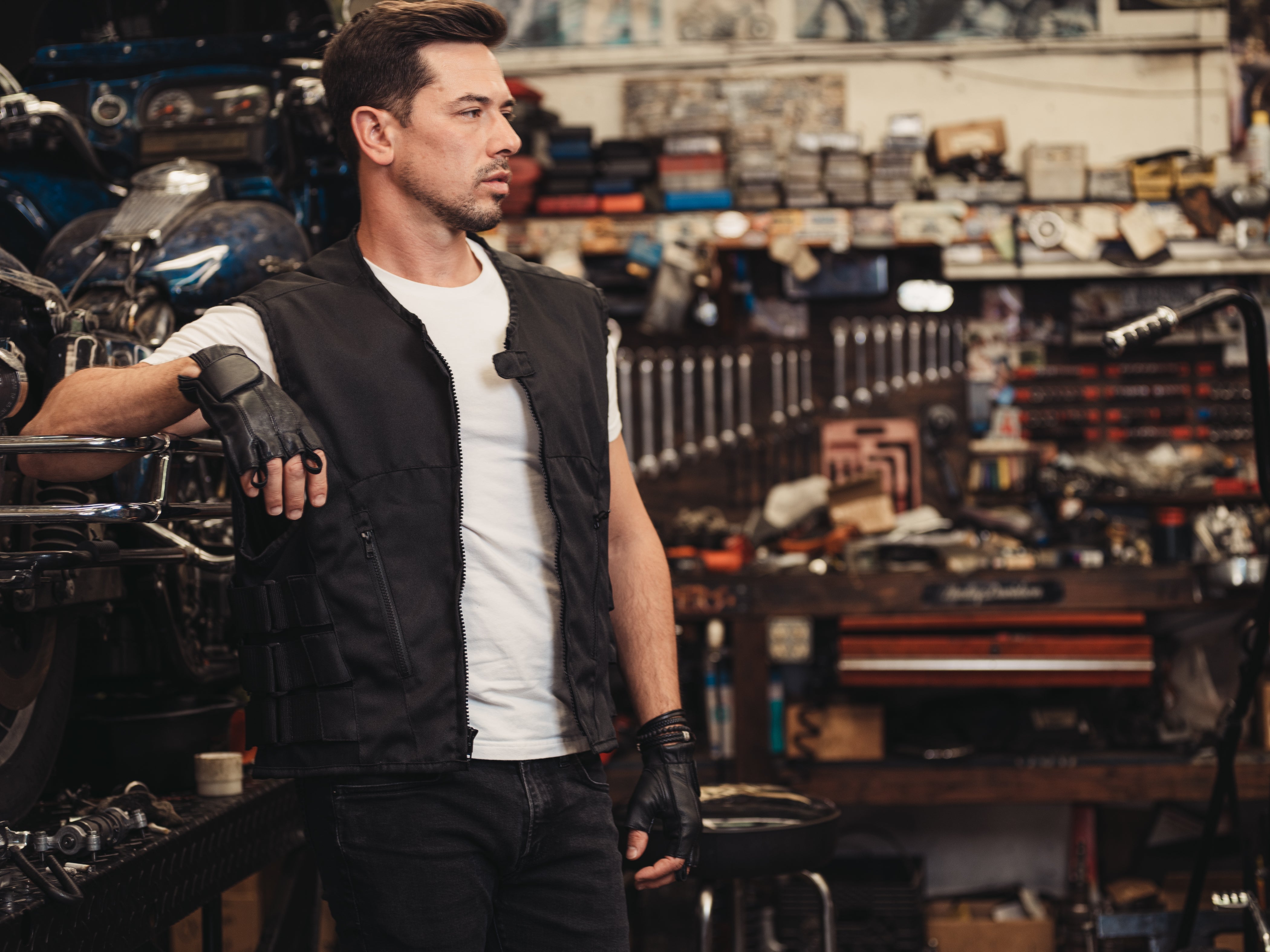 DS Men's Tough Deer Skin Fingerless Glove