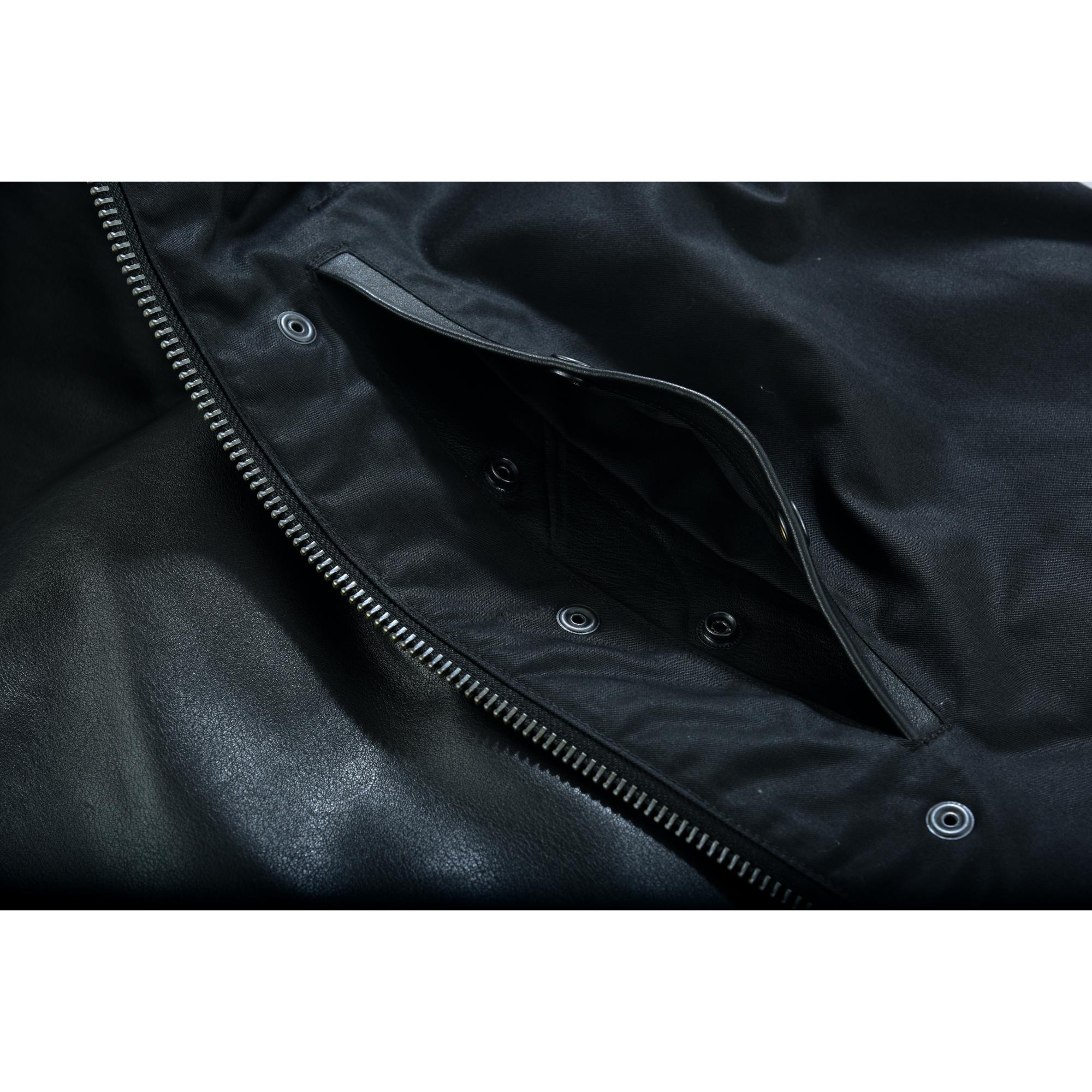 Highway Jack Men's Black Leather Motorcycle Vest Scoop Neck & Snap-Closure Pockets