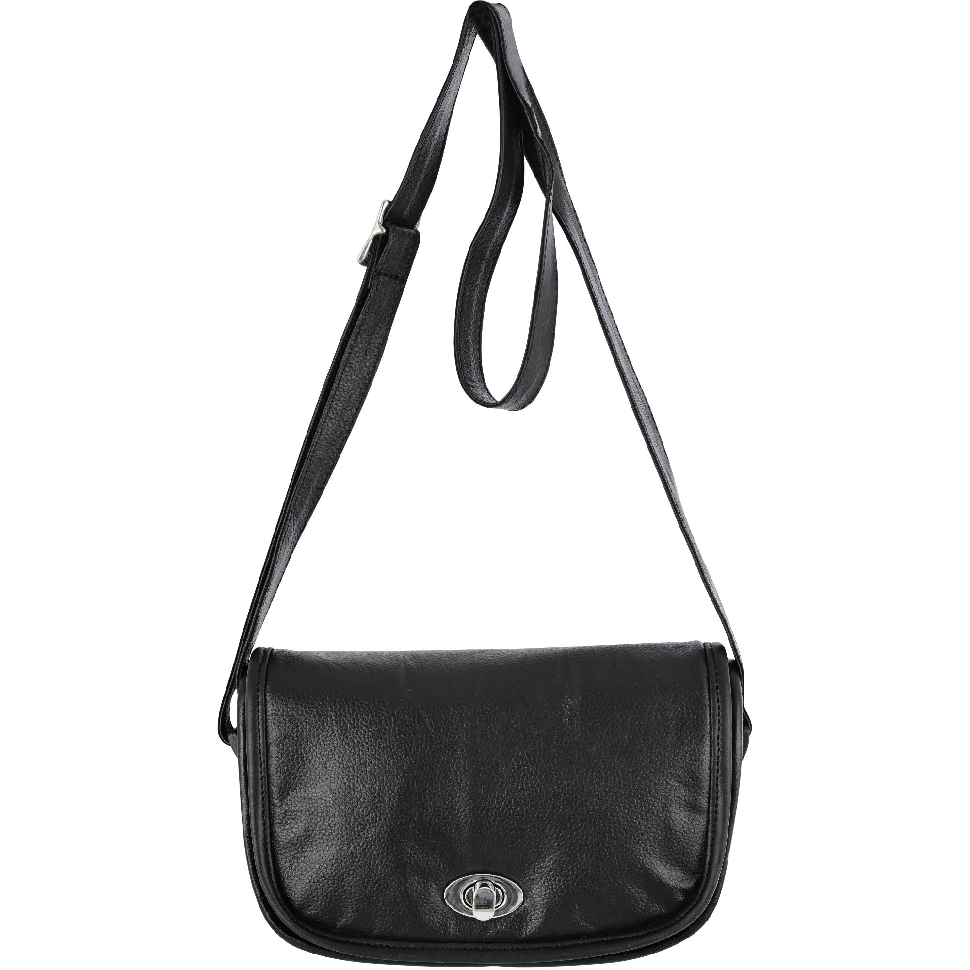 DS Women's Black Construction Leather Purse/Shoulder Bag