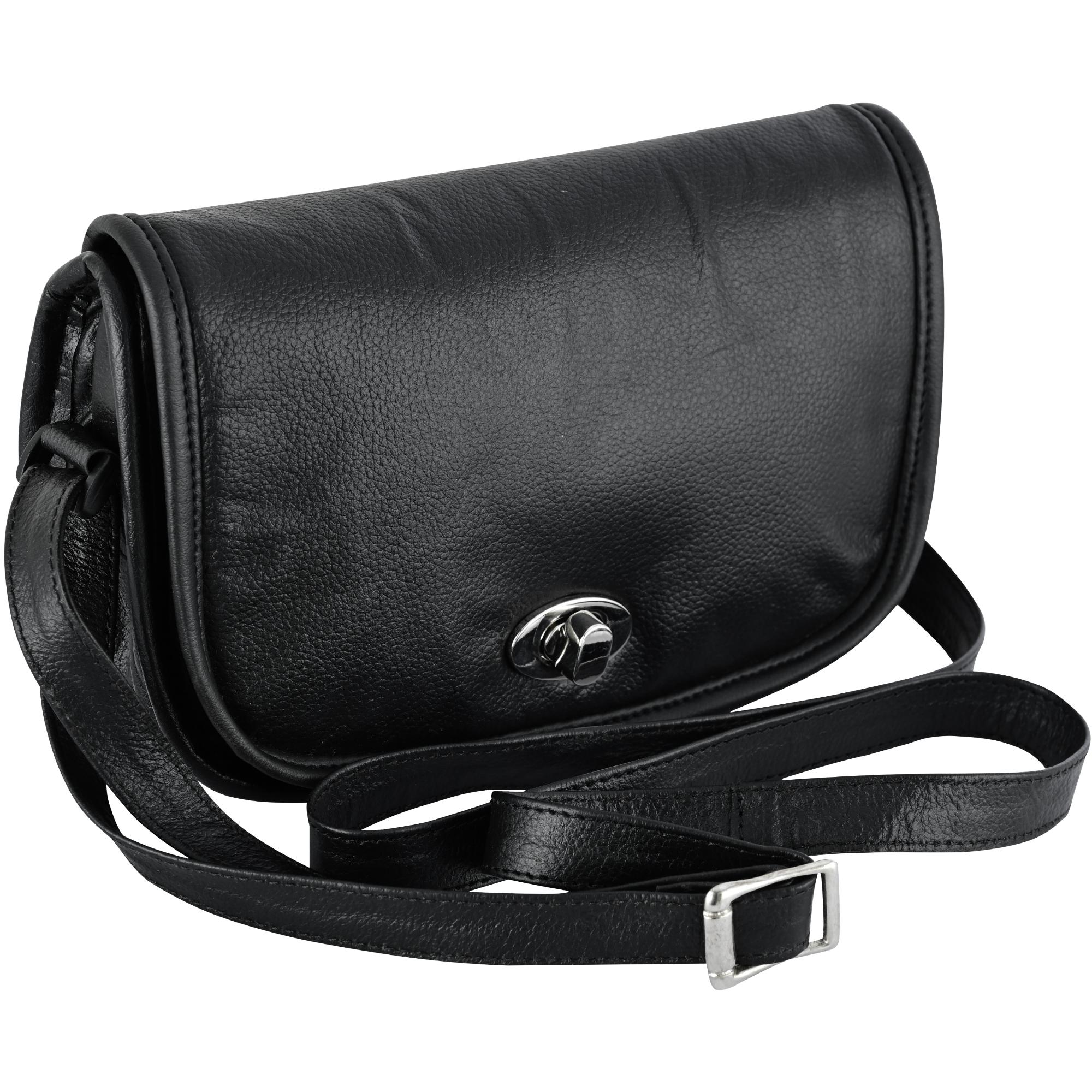 DS Women's Black Construction Leather Purse/Shoulder Bag