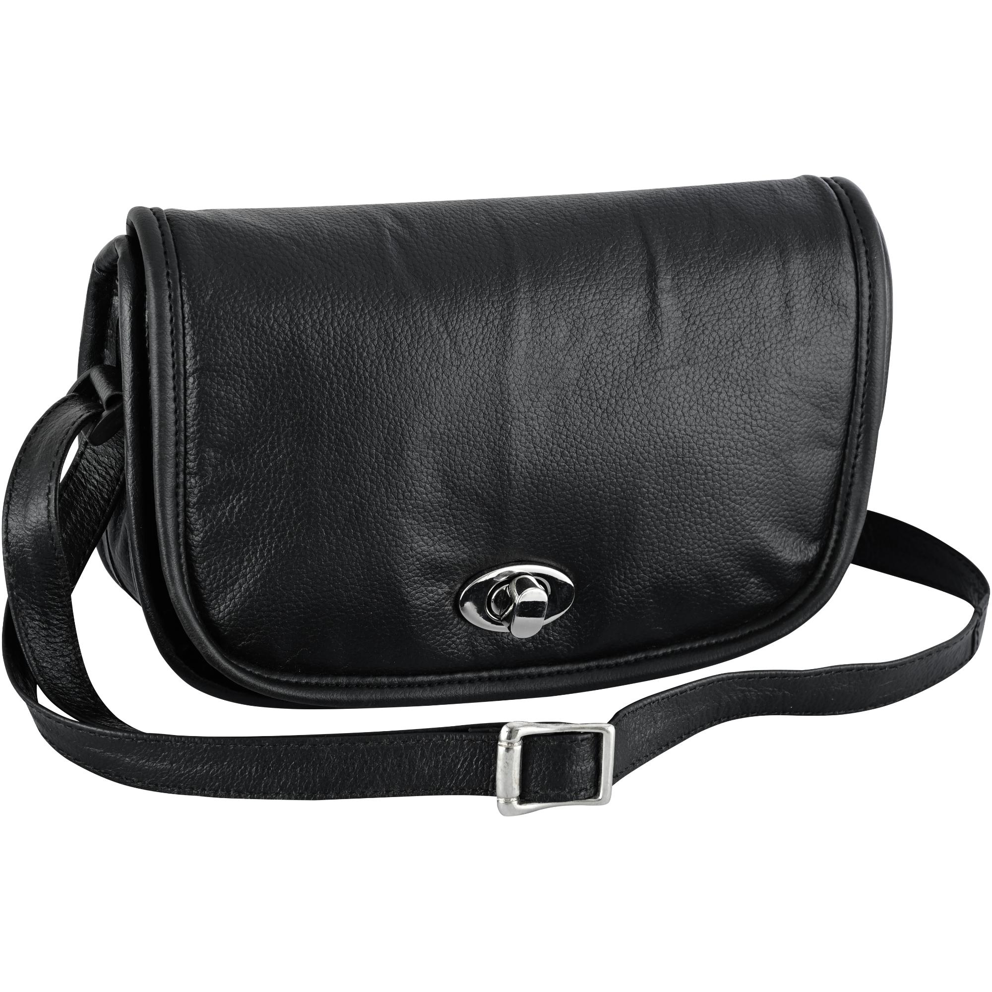 DS Women's Black Construction Leather Purse/Shoulder Bag