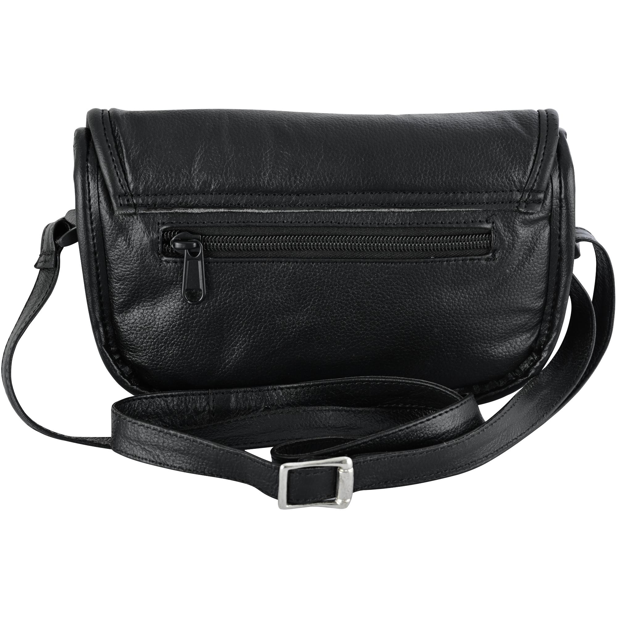 DS Women's Black Construction Leather Purse/Shoulder Bag