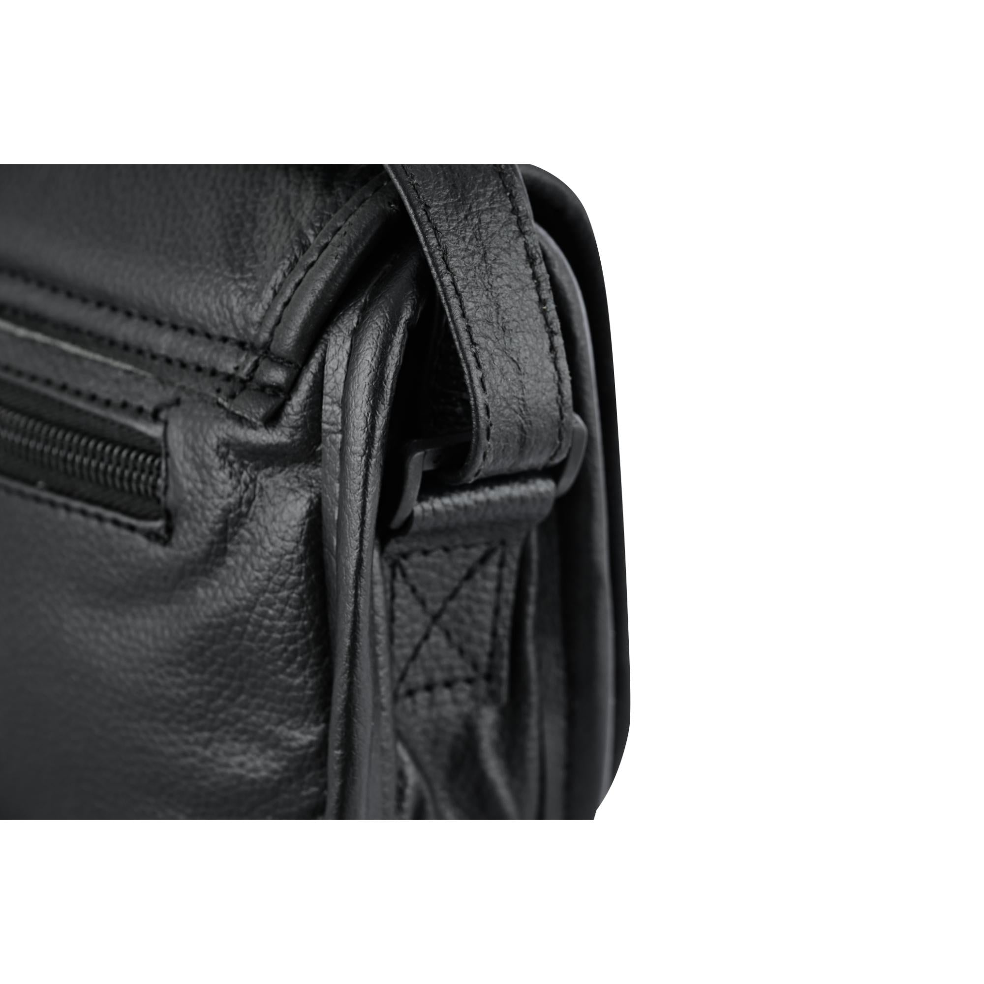 DS Women's Black Construction Leather Purse/Shoulder Bag