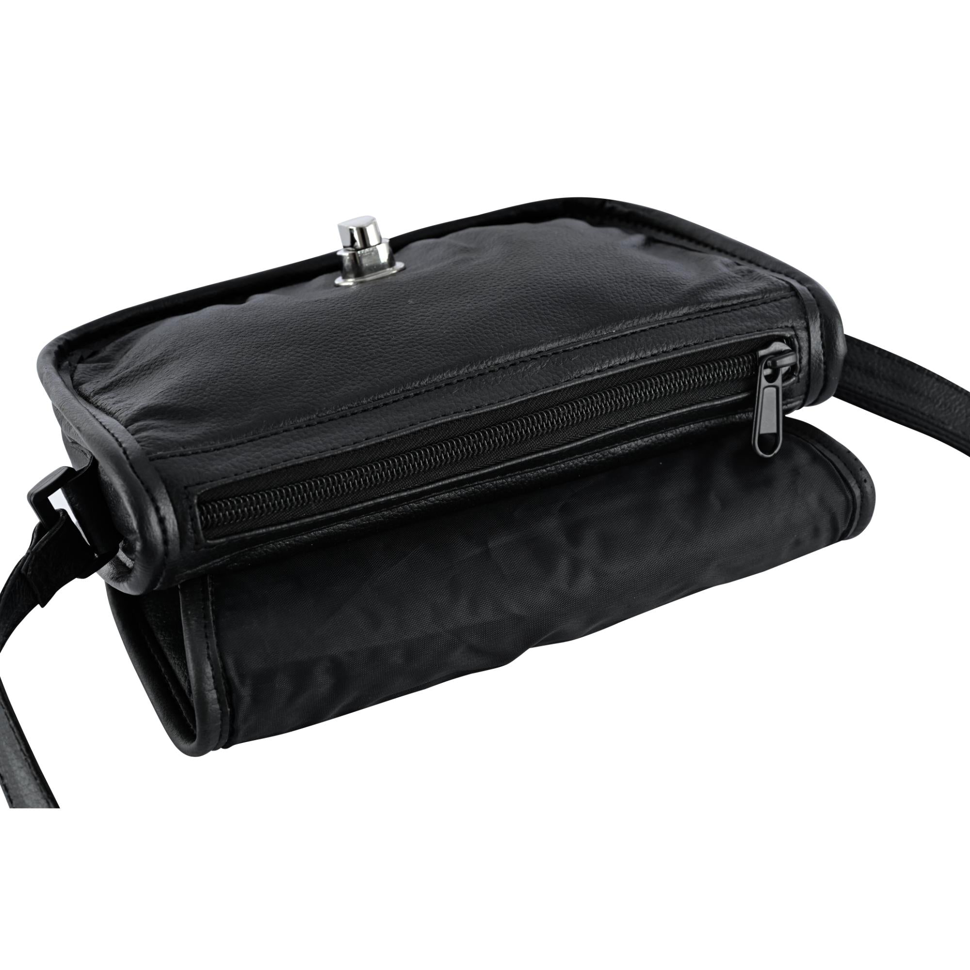 DS Women's Black Construction Leather Purse/Shoulder Bag