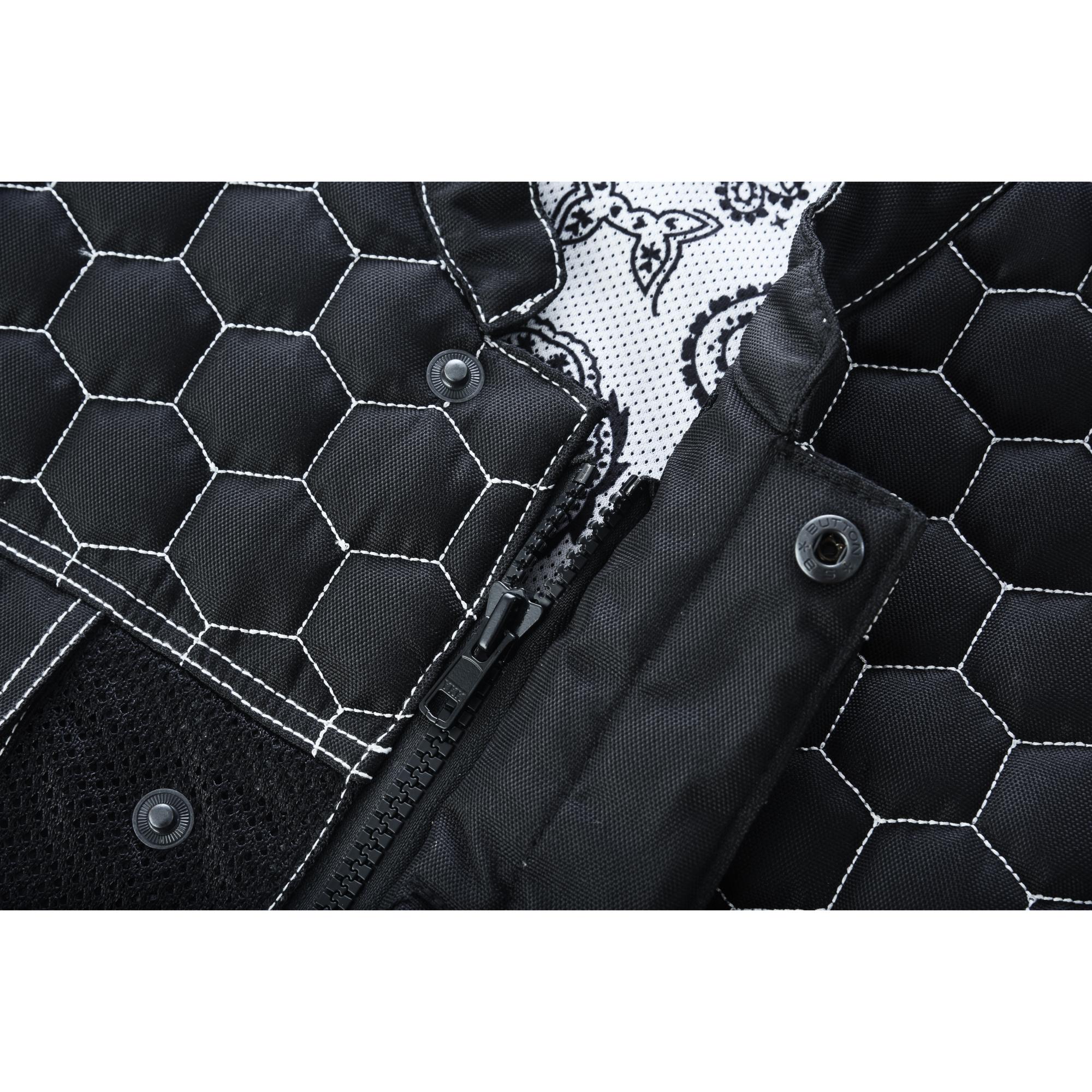 Men's Black Mesh Textile Vest with White Paisley Liner