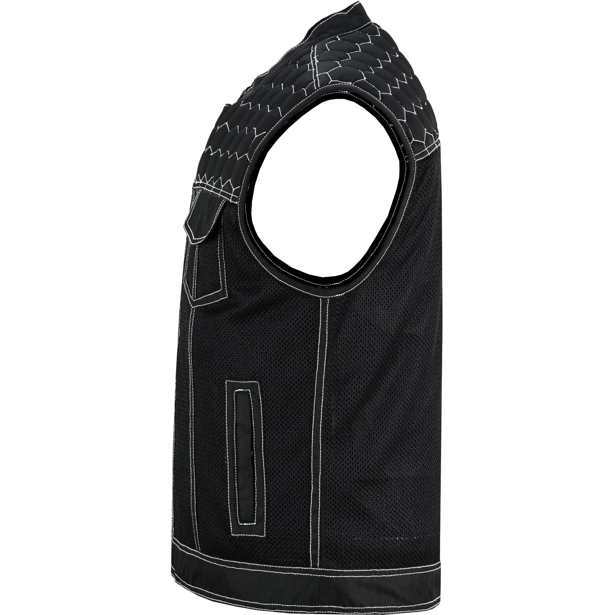 Men's Black Mesh Textile Vest with White Paisley Liner