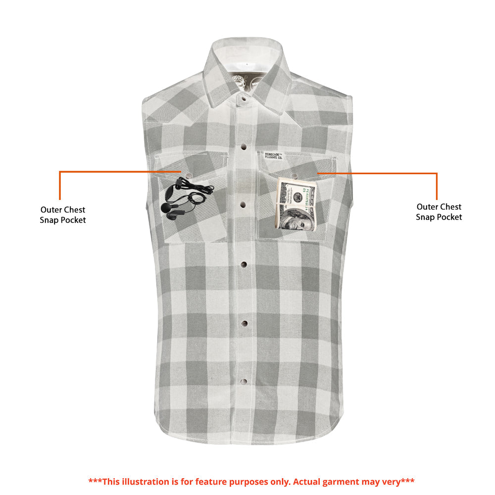 Gray Champ Men's Gray Black Sleeveless Flannel