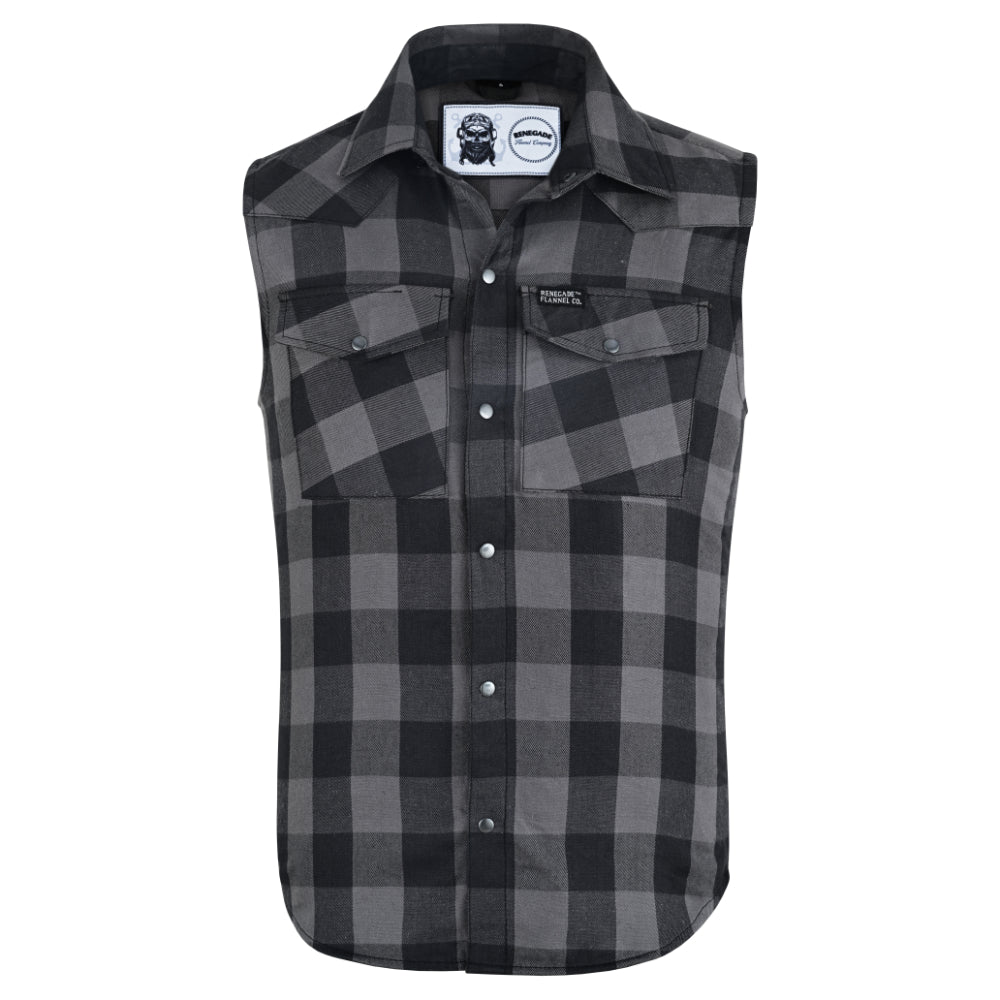 Gray Champ Men's Gray Black Sleeveless Flannel
