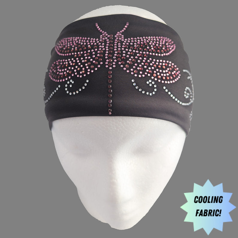 Pink Dragon Fly Headband with Rhinestones - Made in the USA HW175R