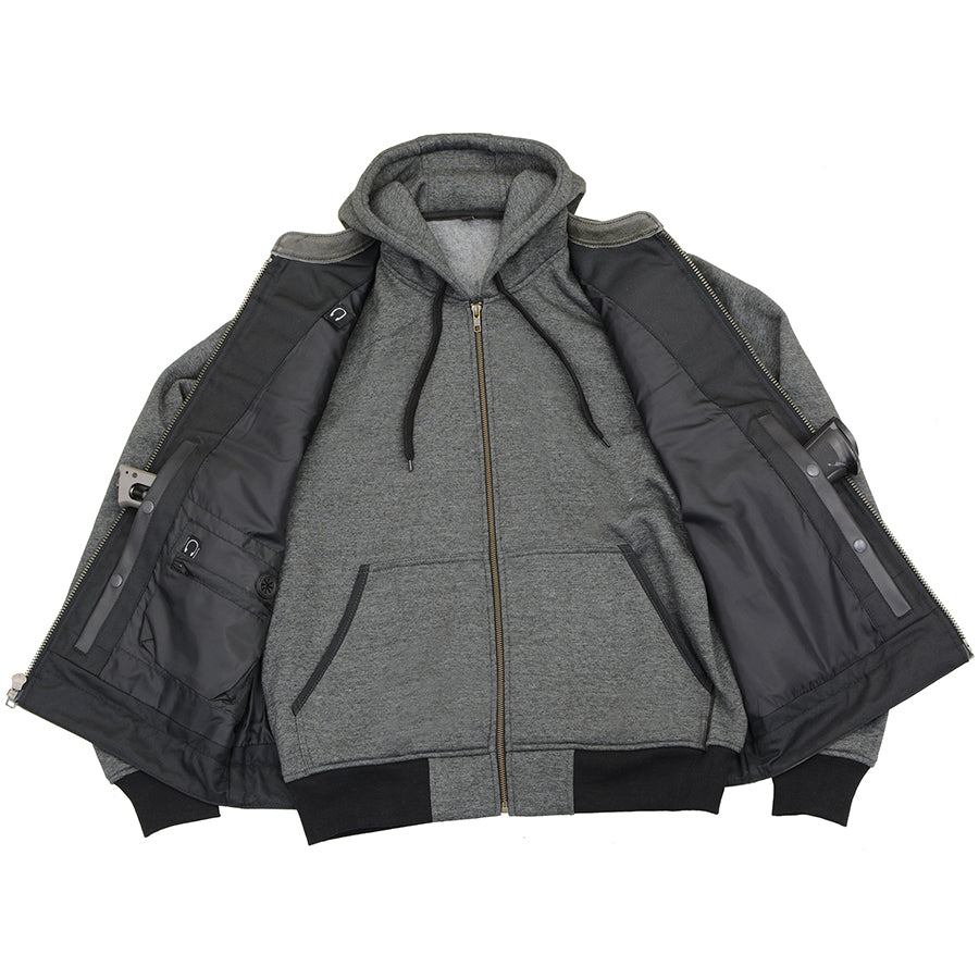 Men's Gray Club Vest w/Skulls and Removable Hoodie 3562