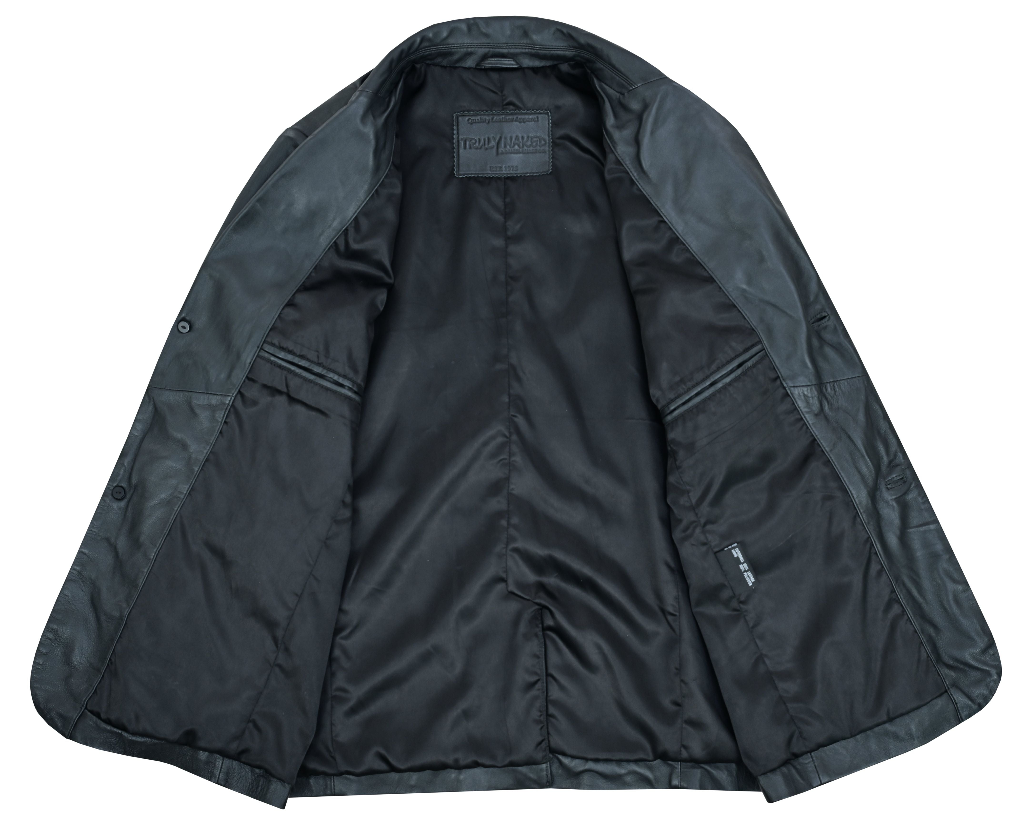 Retro Trim Men’s Black Sheep Skin Leather Blazer