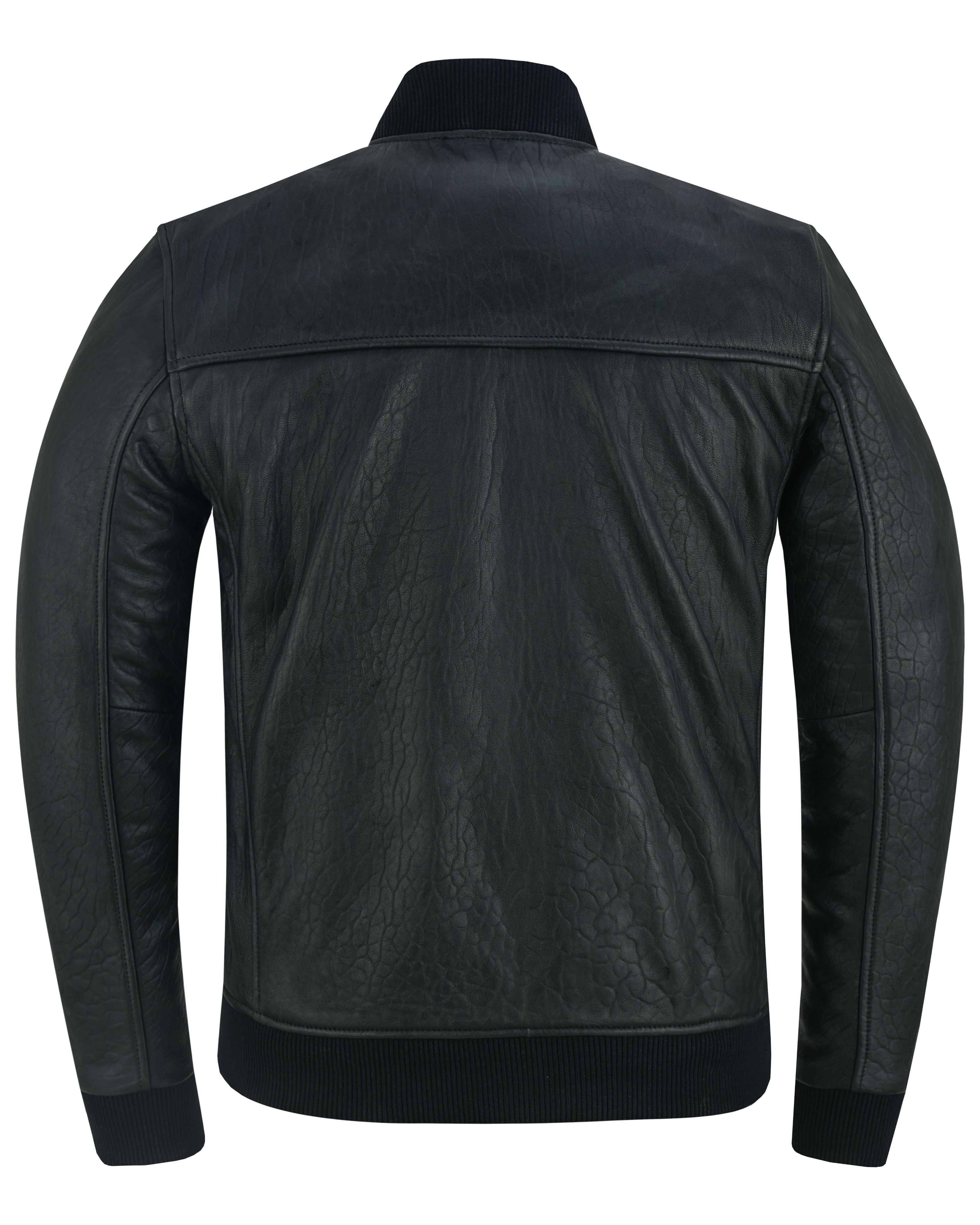 Stalwart Men’s Fashion Black Leather Bomber Jacket