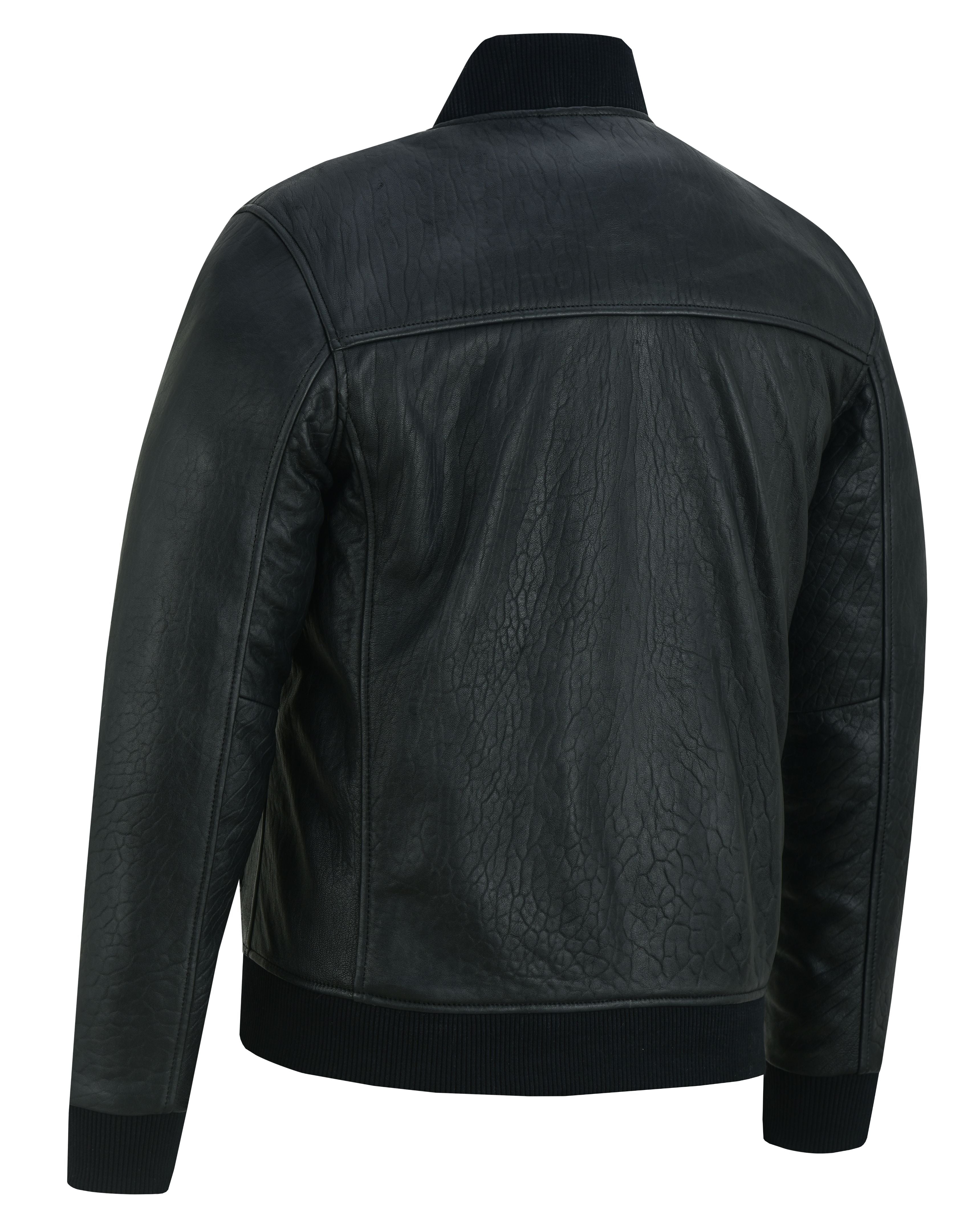 Stalwart Men’s Fashion Black Leather Bomber Jacket