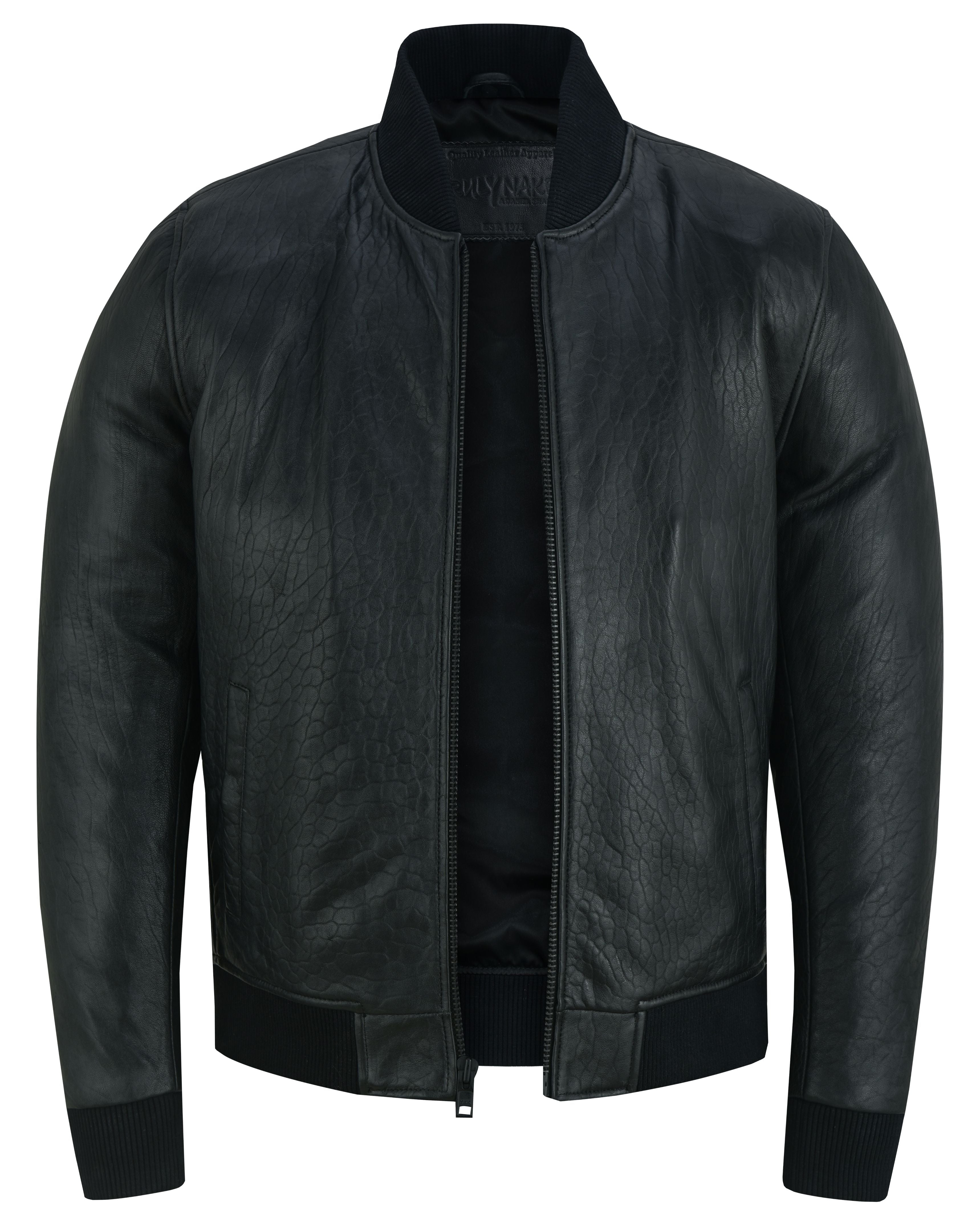 Stalwart Men’s Fashion Black Leather Bomber Jacket