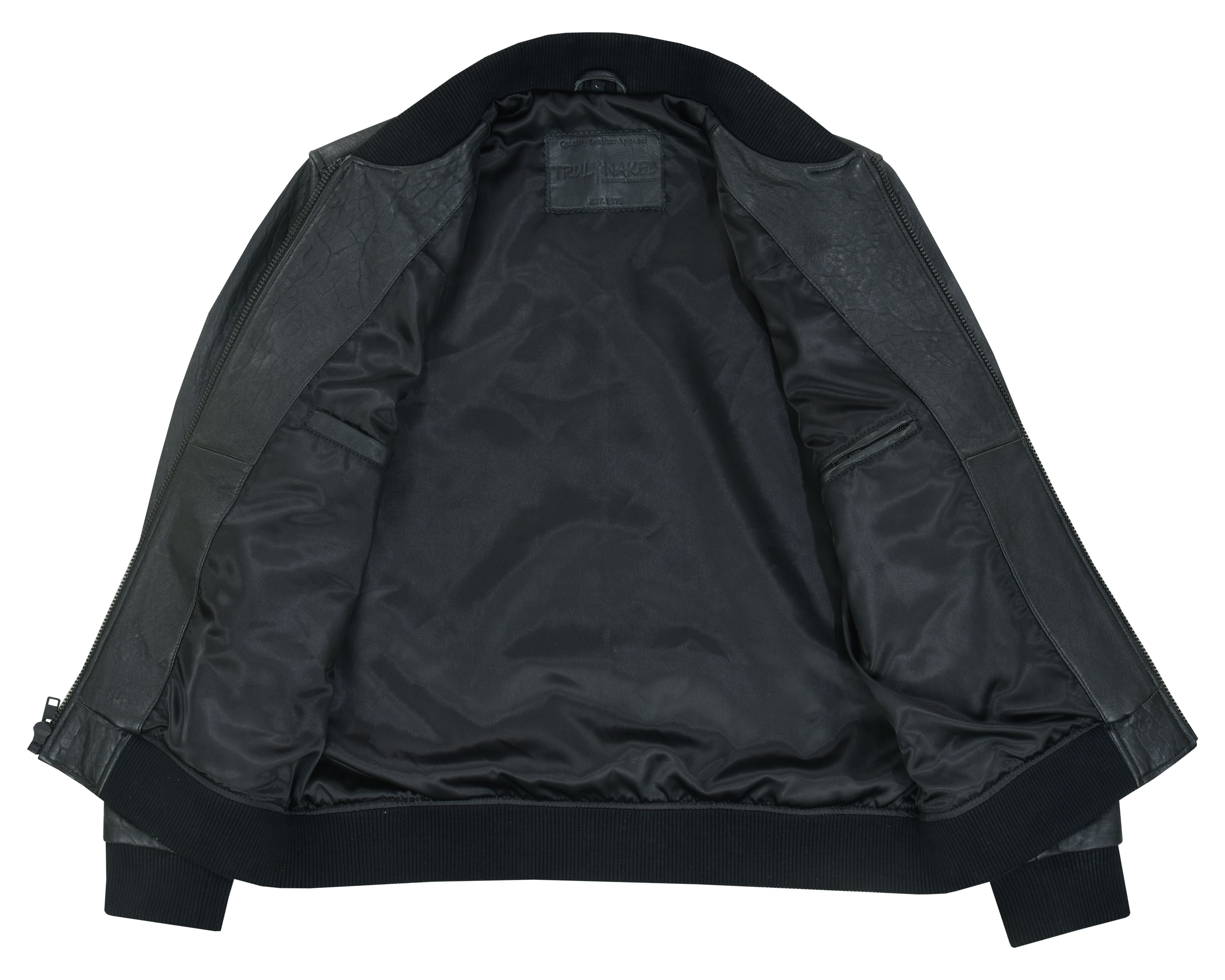 Stalwart Men’s Fashion Black Leather Bomber Jacket