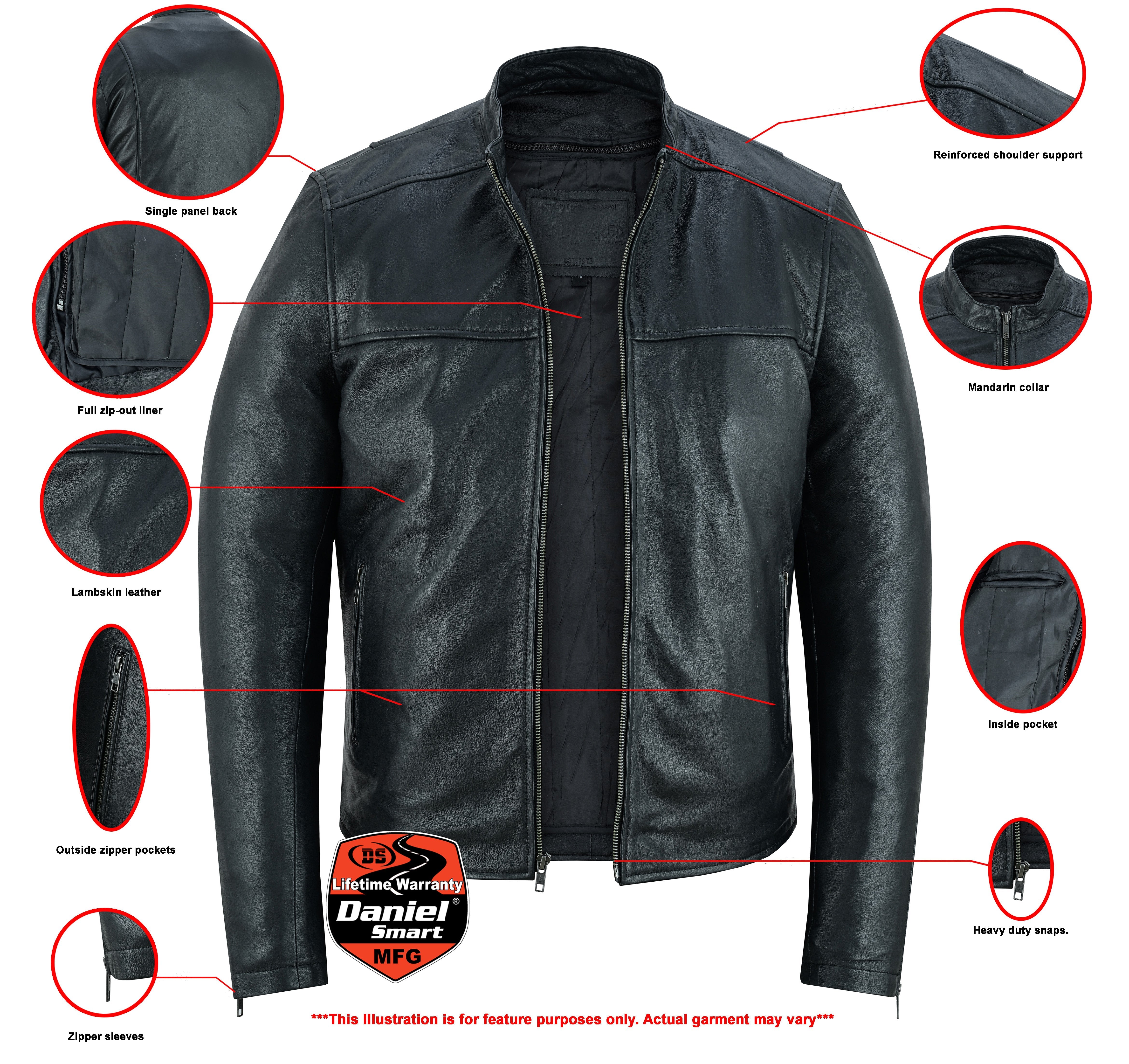 Wanton Men’s Fashion Lambskin Leather Jacket –Black