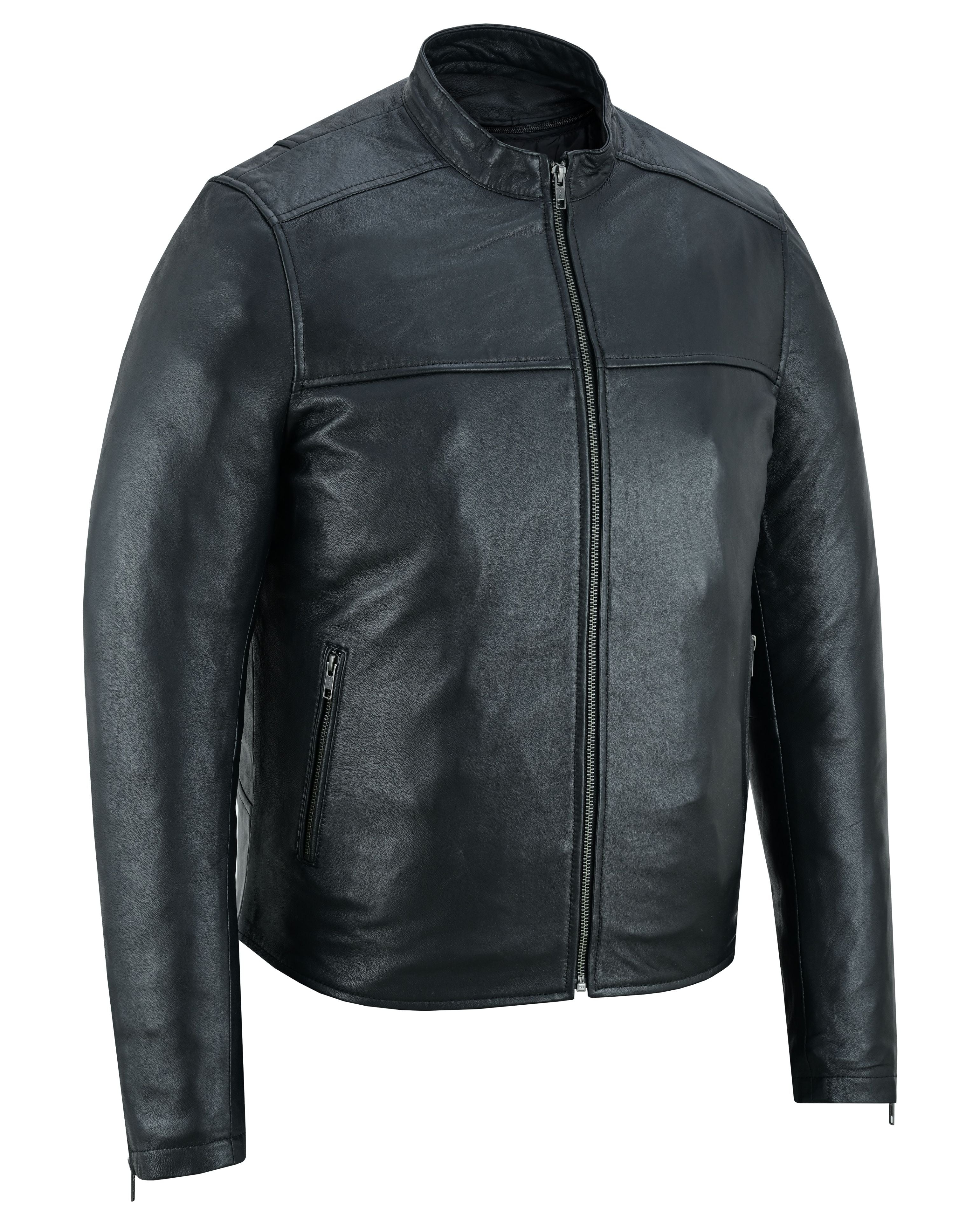 Wanton Men’s Fashion Lambskin Leather Jacket –Black