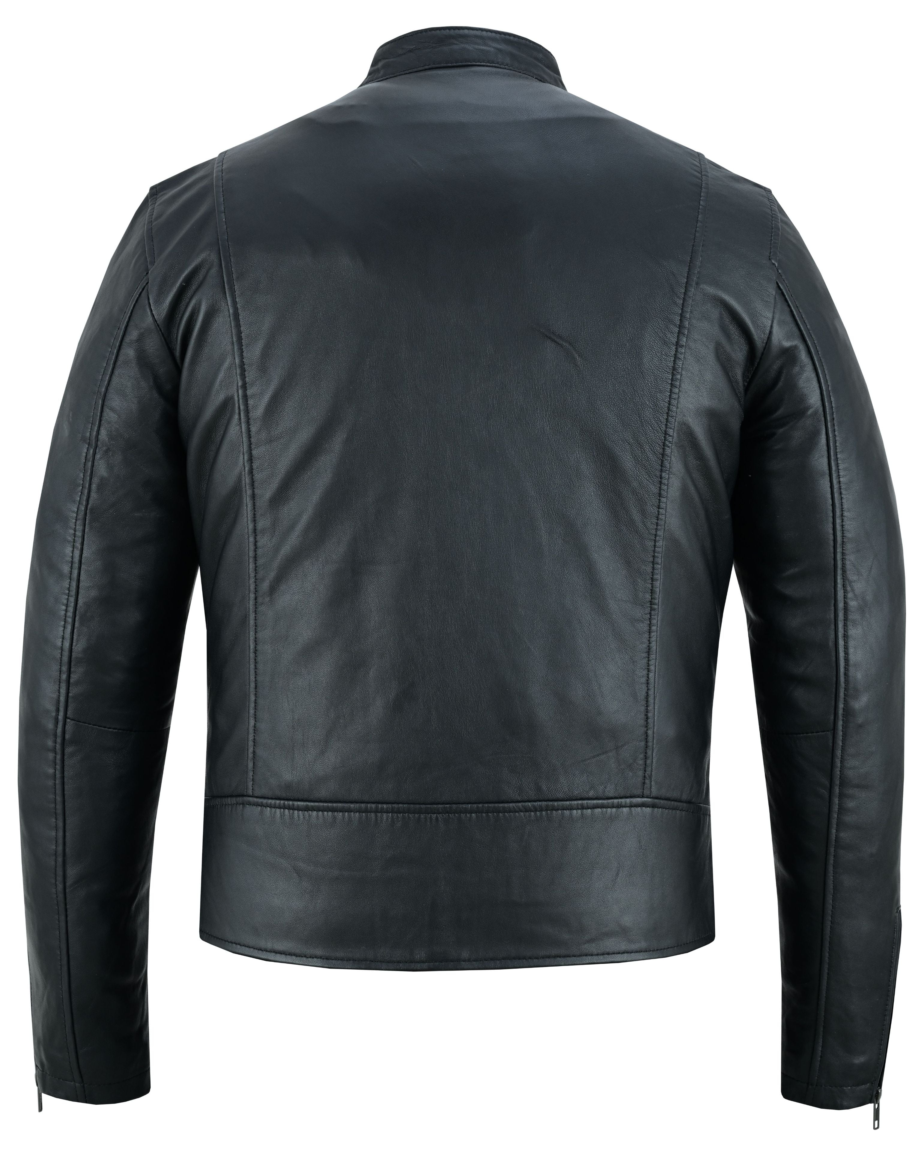 Wanton Men’s Fashion Lambskin Leather Jacket –Black