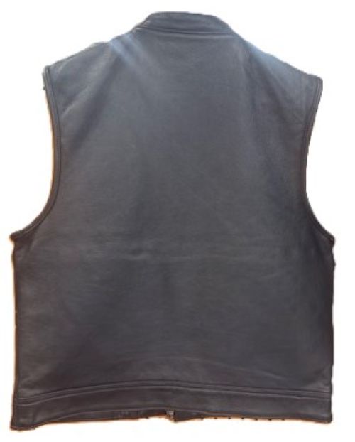 Men's Black Club Style Leather Biker Vest