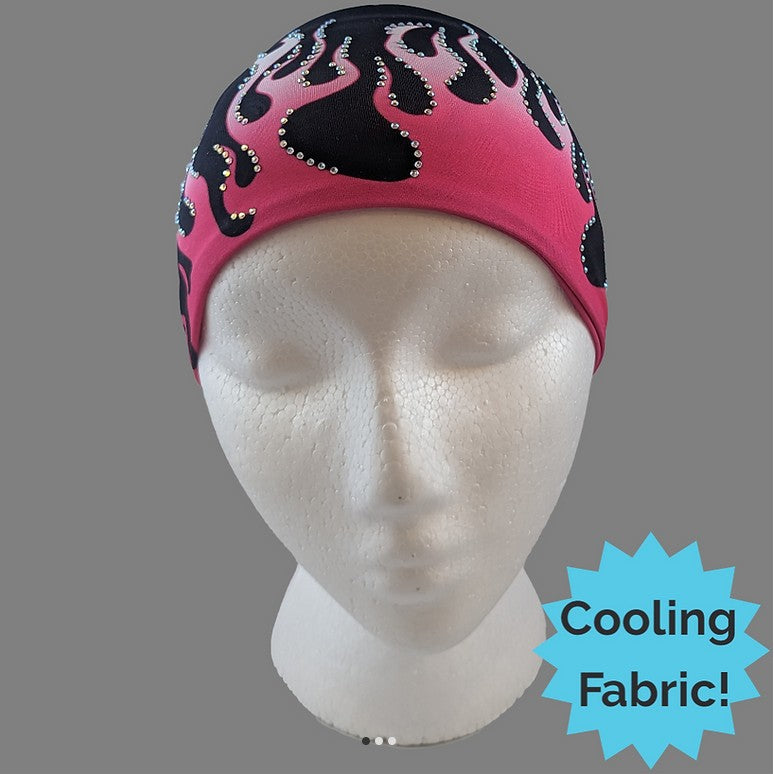 Pink Flames with Rhinestones Headband - Made in the USA HW104R