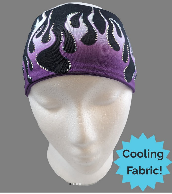 Purple Flames with Rhinestones Headband - Made in the USA HW105R