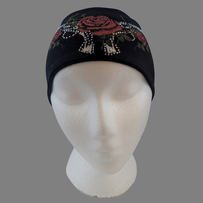 Roses and Pistols Headband with Rhinestones - Made in the USA HW108R
