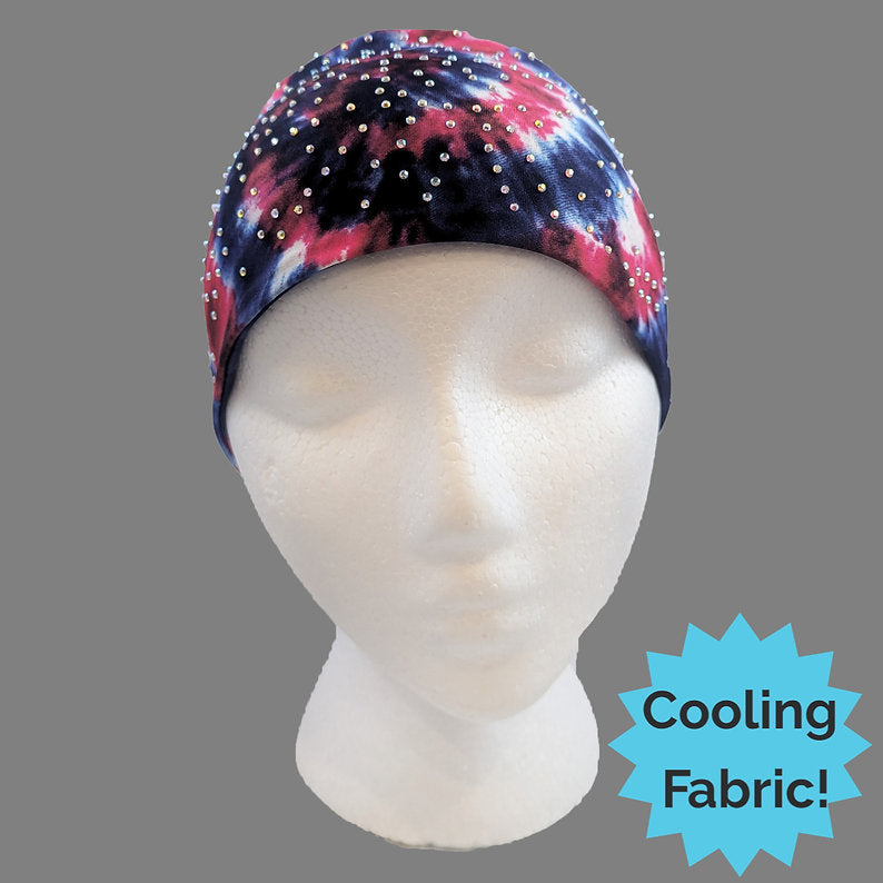 Patriotic Tie Dye with Rhinestones Headband - Made in the USA HW139R