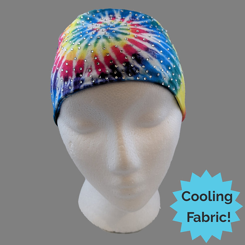 Colorful Tie Dye Headband with Rhinestones - Made in the USA HW140R