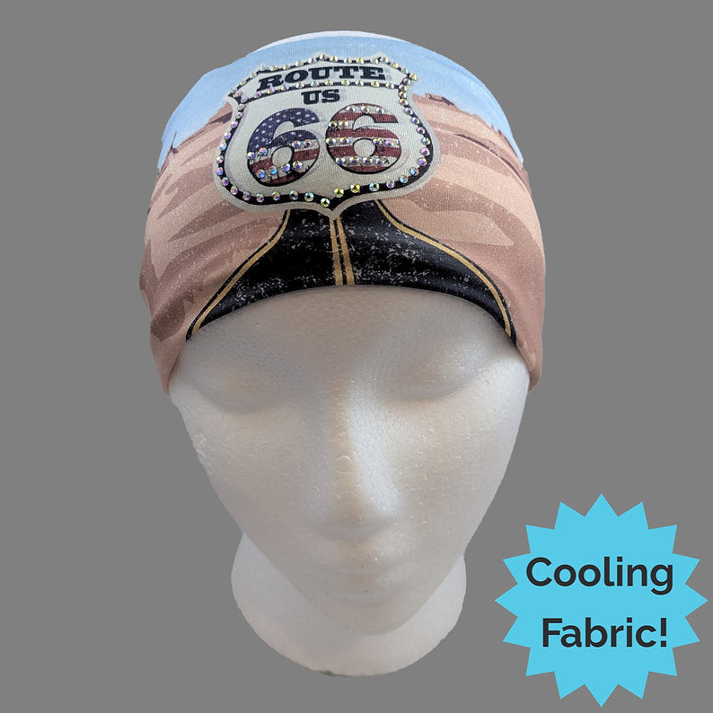 Route 66 with Rhinestones Headband - Made in the USA HW144R