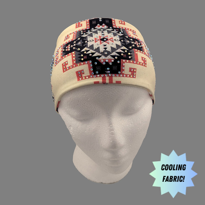 Red Aztec Headband with Rhinestones - Made in the USA HW145R
