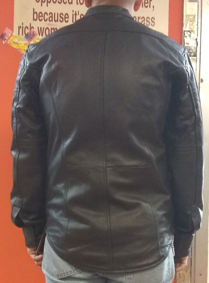Men's Leather Shirt - Collarless - K2342