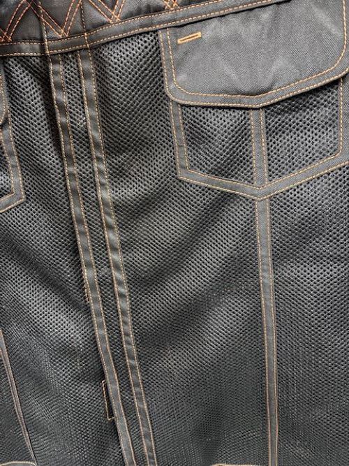 Men's Black Mesh Vest W/Orange Stitching a - Let the Air Flow - MeshPSOrg